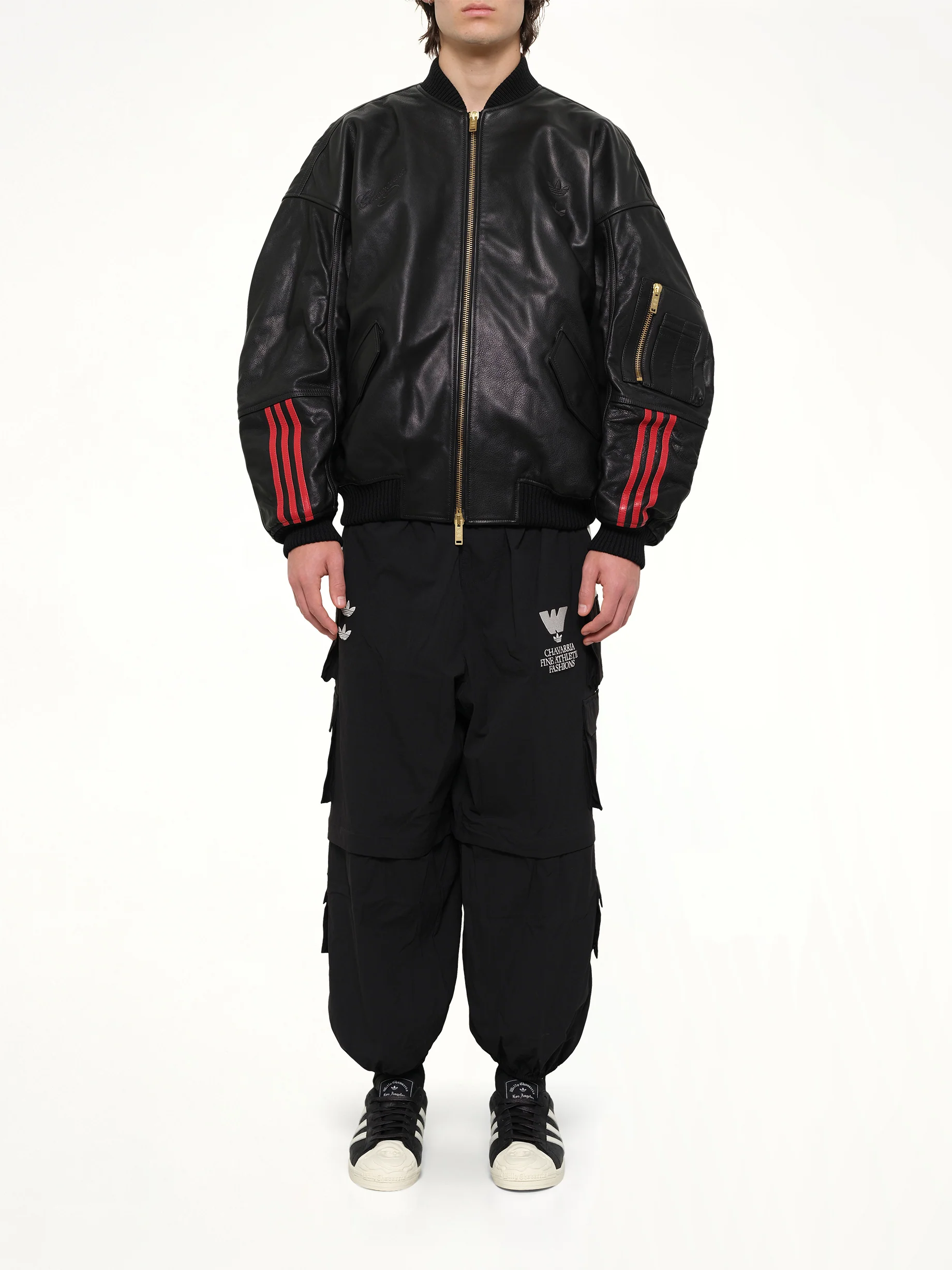 Adidas X Chavarria Leather Bomber Jacket in Black - Image 7