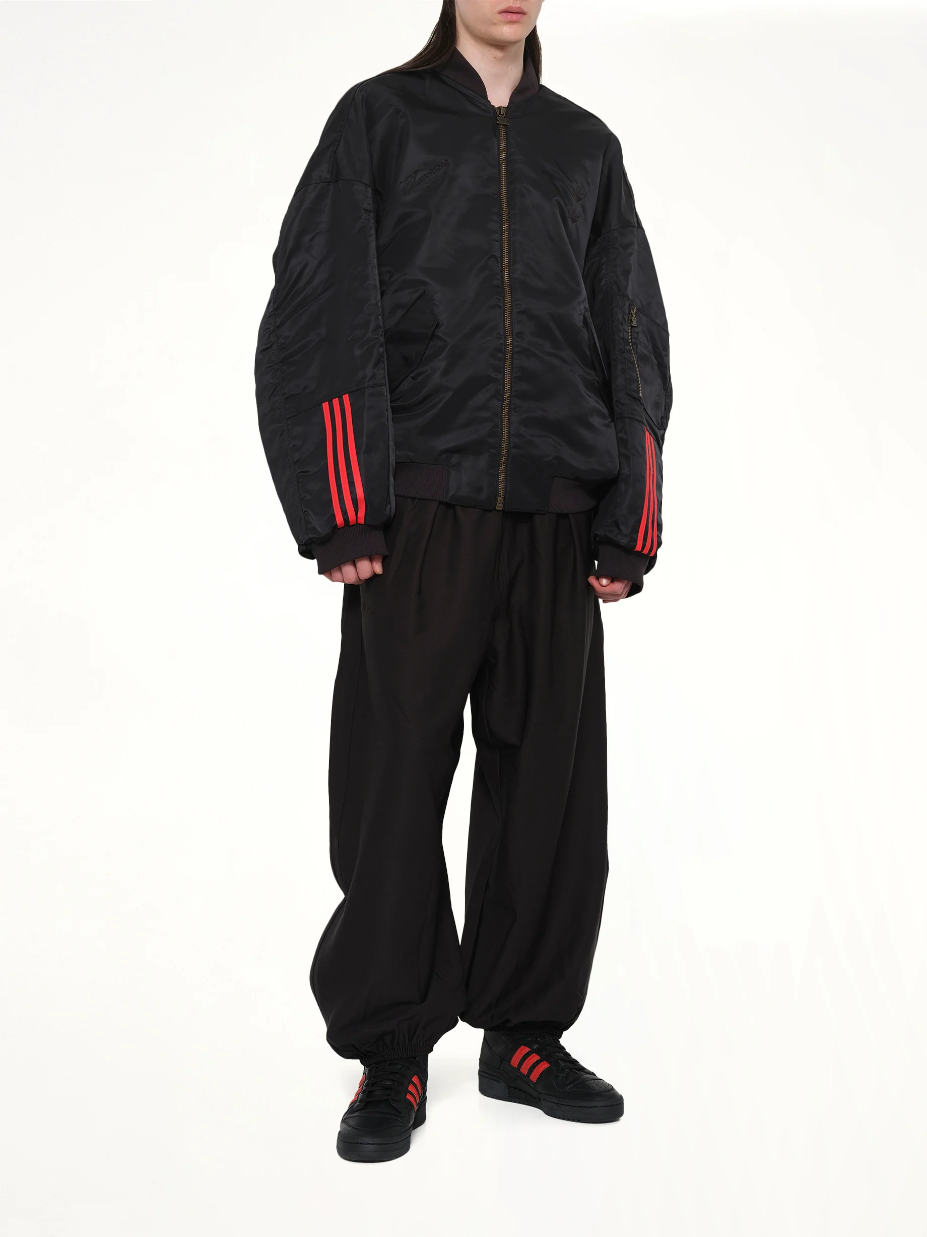 Adidas X Chavarria Satin Bomber Jacket in Black - Image 4