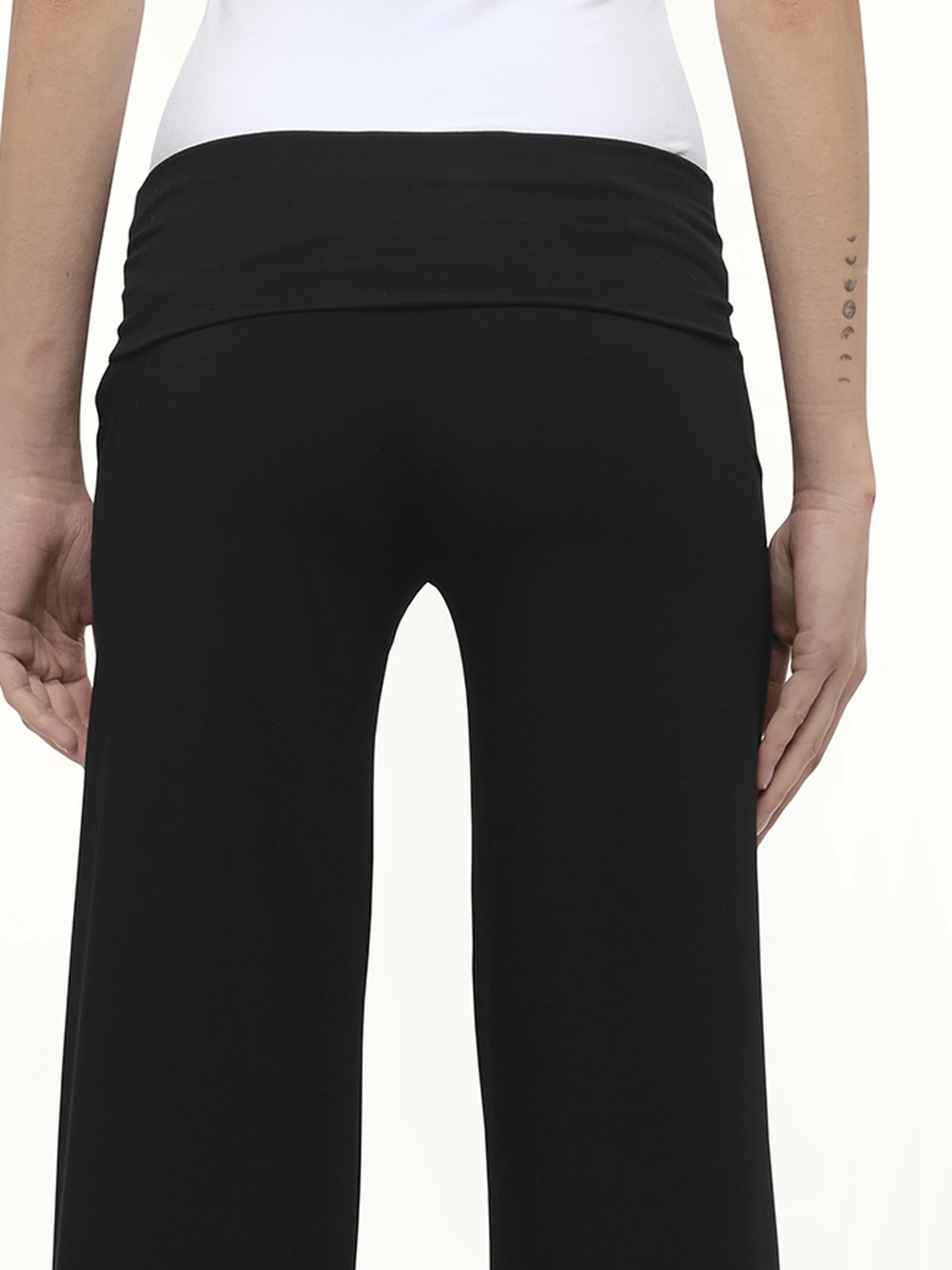 Afternoon Stretch Series - Folded High Waisted Pants in Black - Image 3