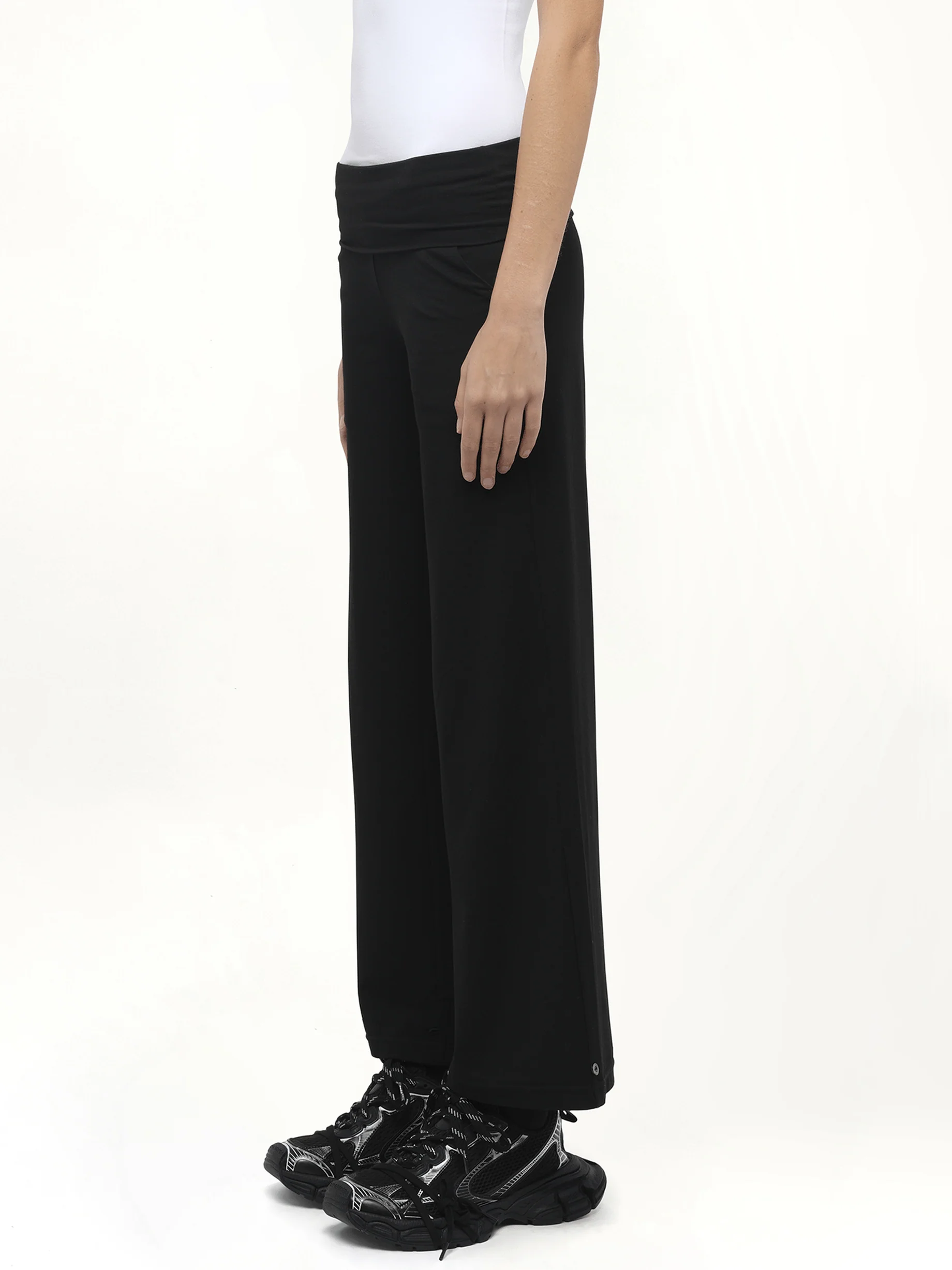 Afternoon Stretch Series - Folded High Waisted Pants in Black - Image 5