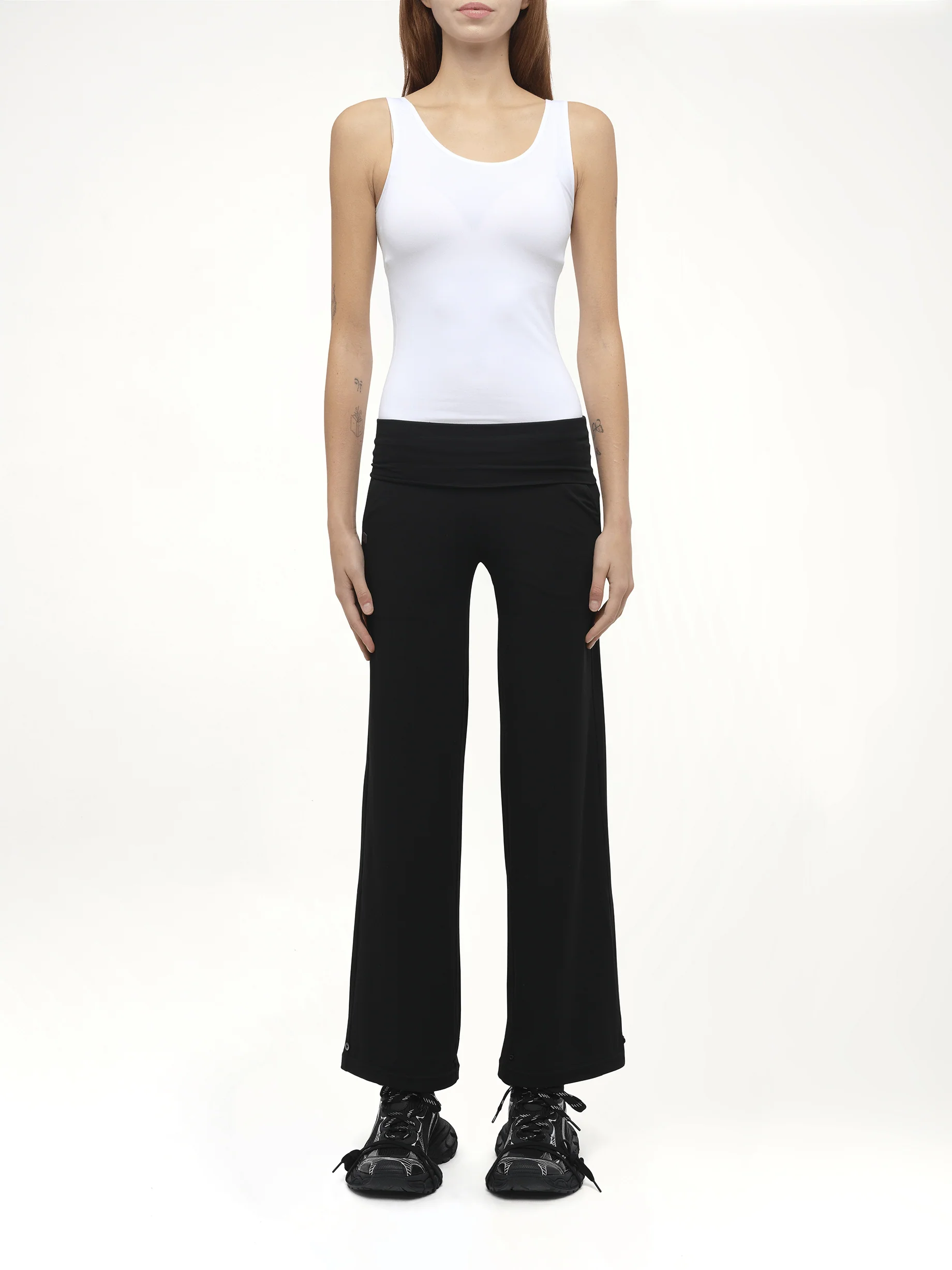 Afternoon Stretch Series - Folded High Waisted Pants in Black - Image 7
