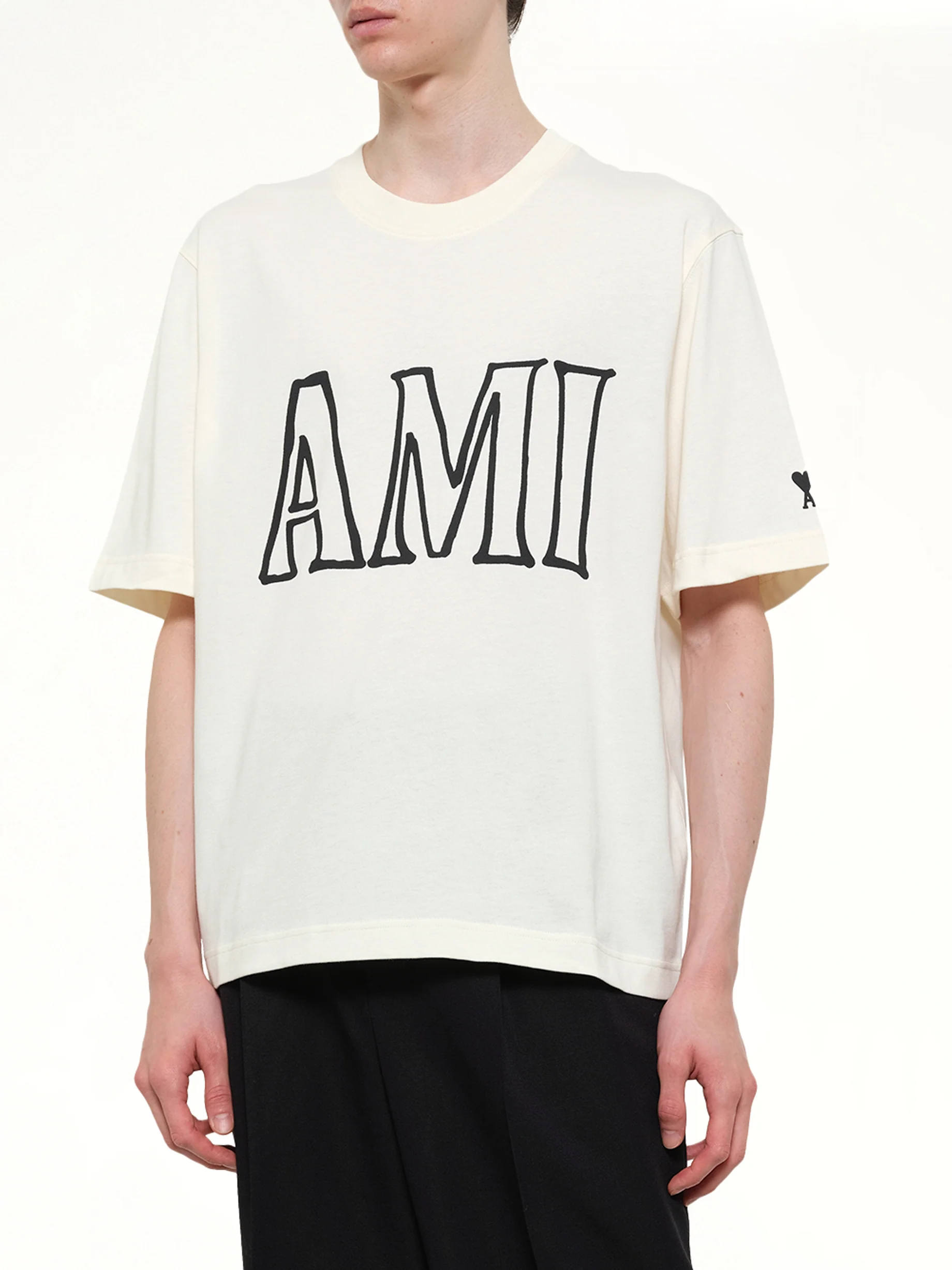 Ami Paris Boxy Fit T-Shirt in White - Image 6