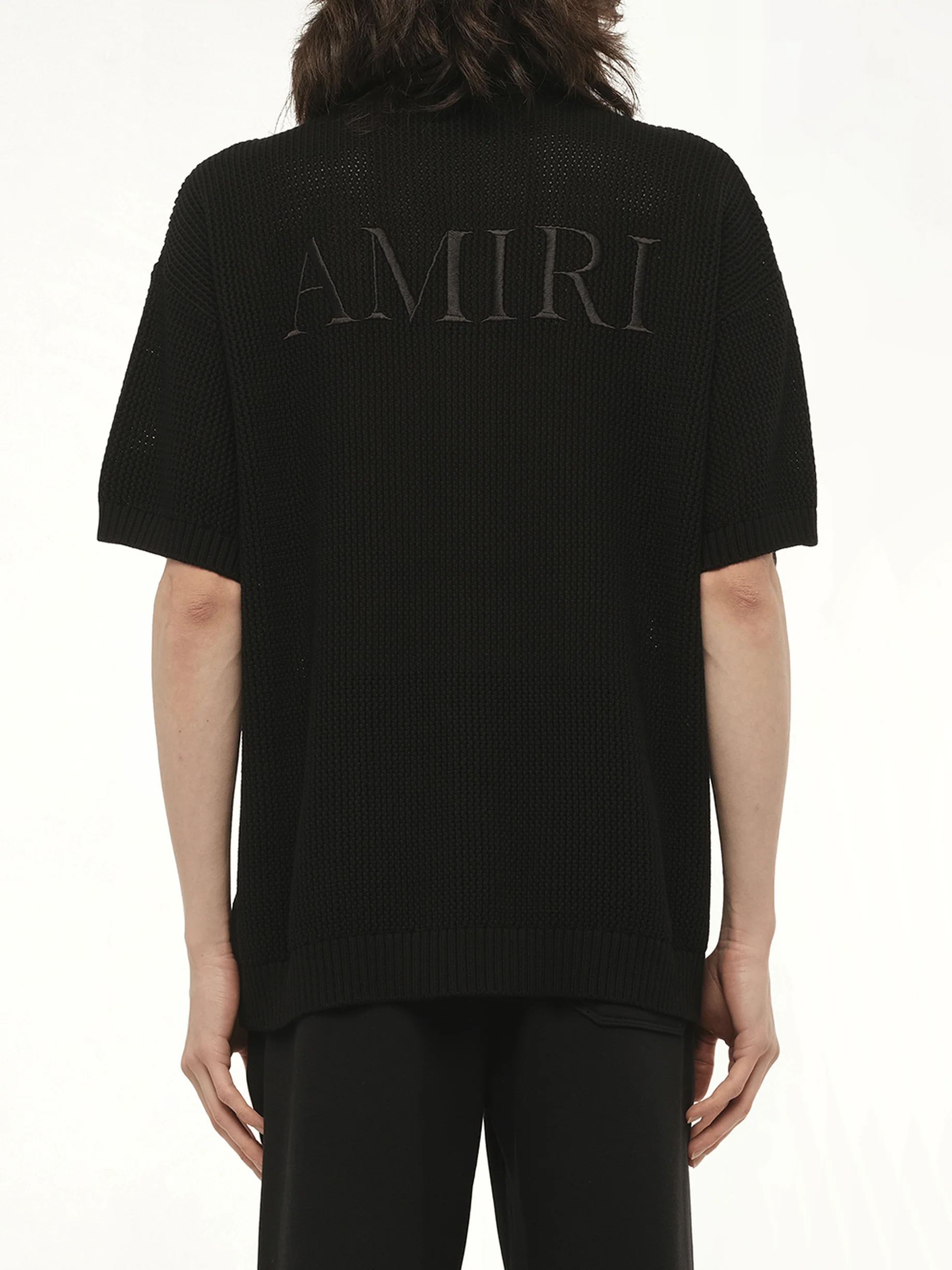 Amiri Crochet Mesh Shirt in Black - Image 6