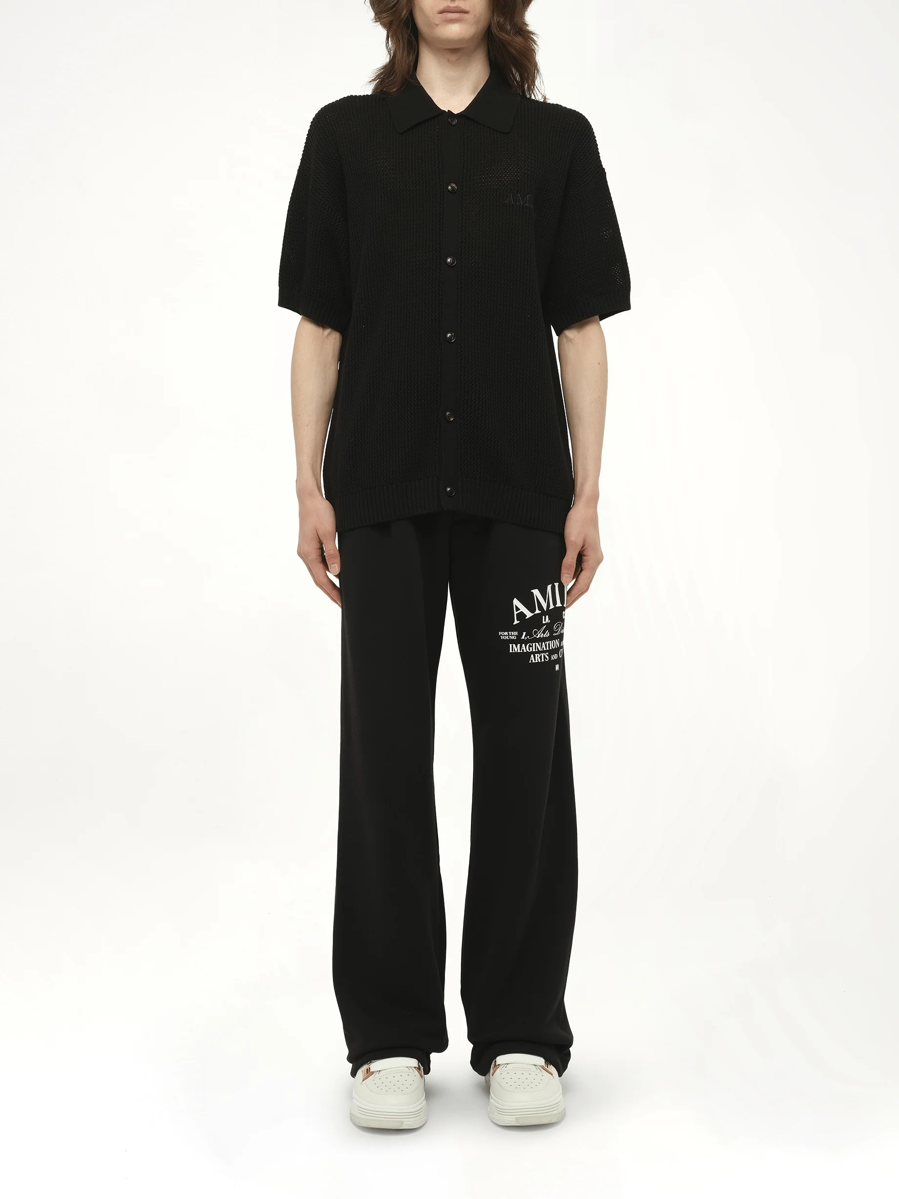 Amiri Crochet Mesh Shirt in Black - Image 7