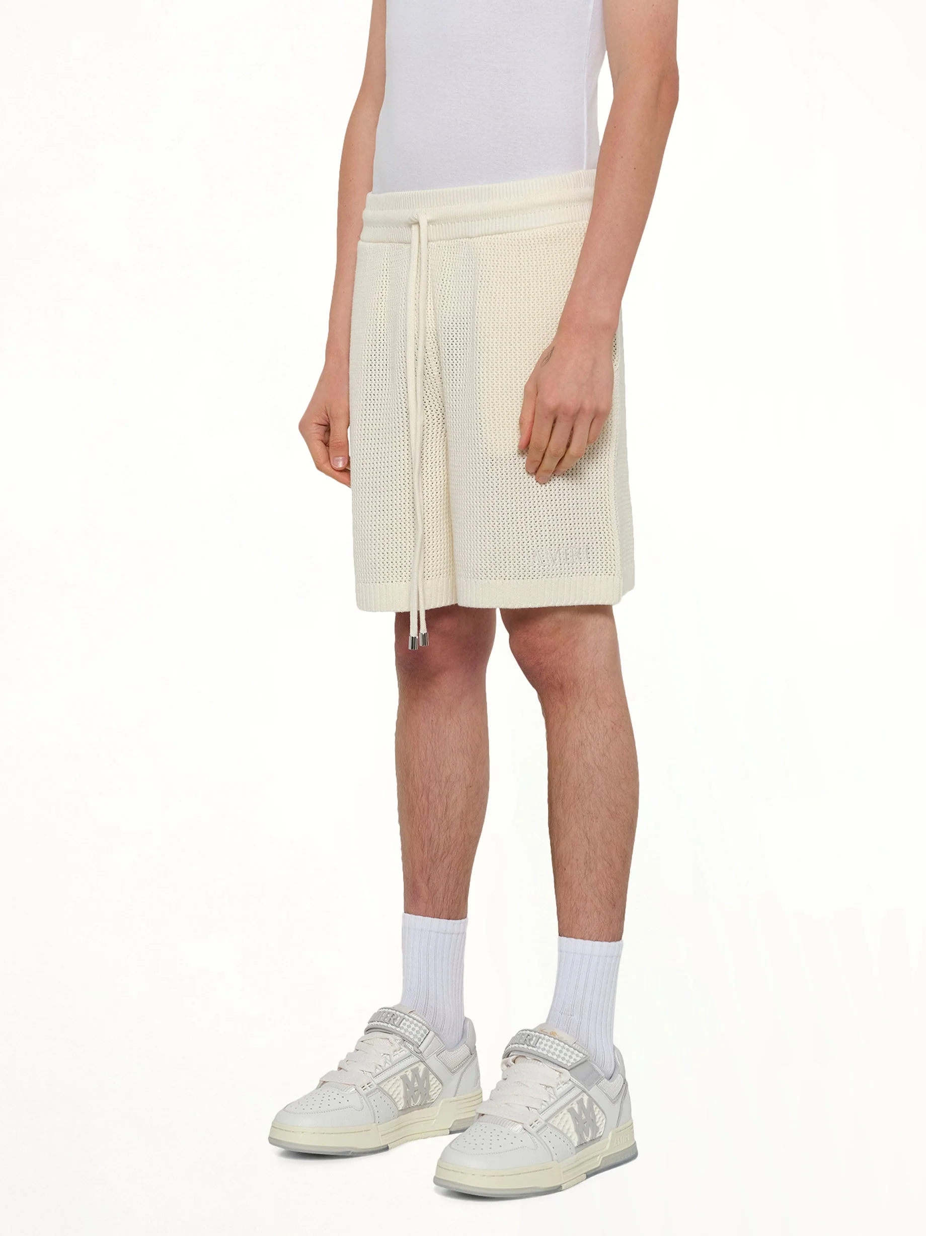 Amiri Crochet Mesh Short in Ivory - Image 3