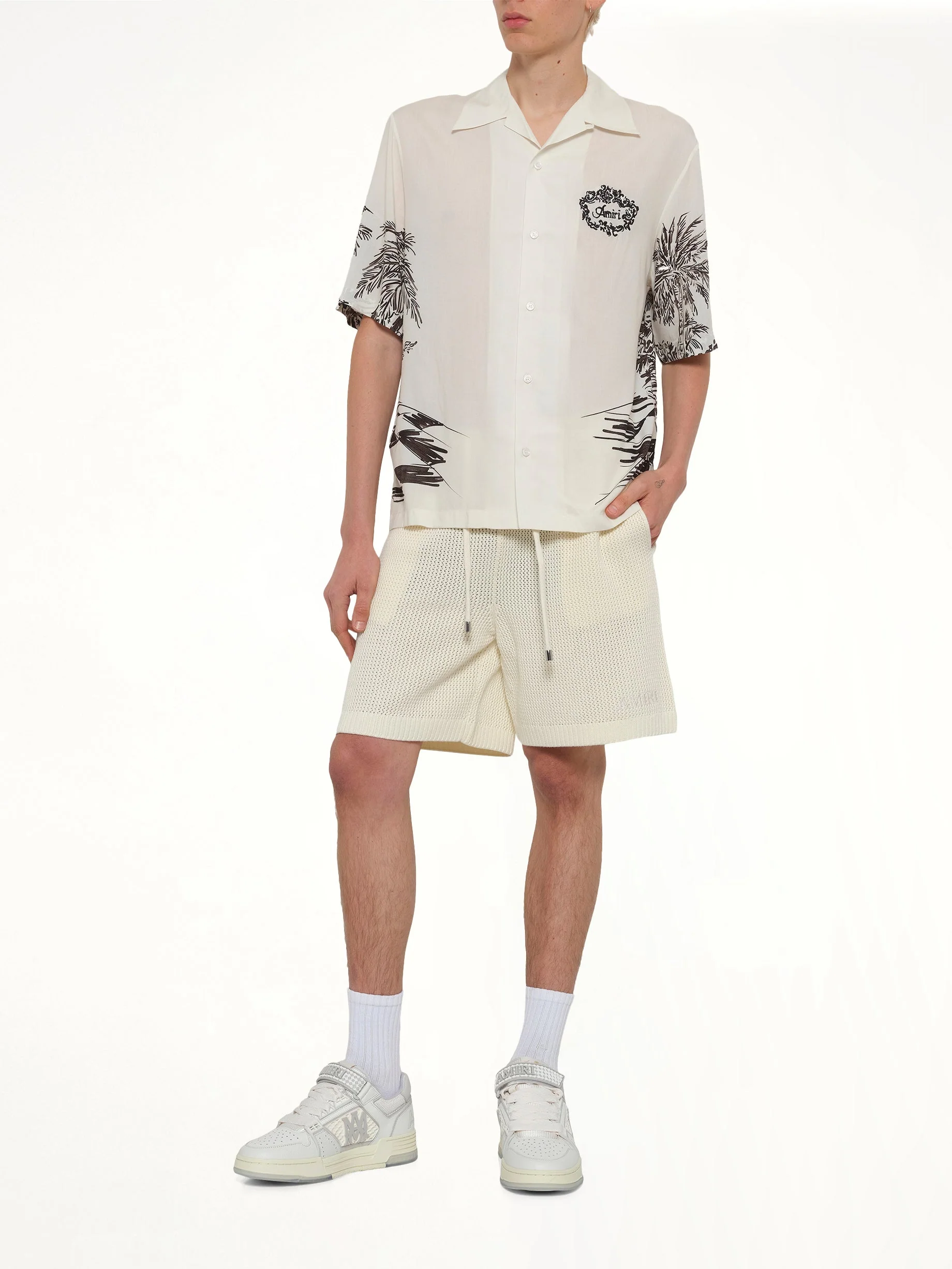 Amiri Crochet Mesh Short in Ivory - Image 4