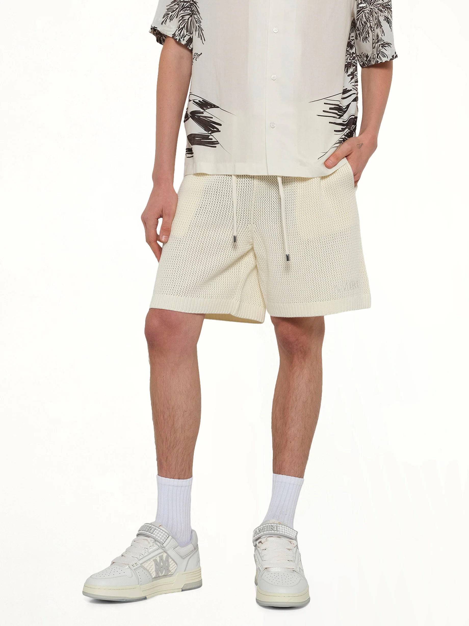 Amiri Crochet Mesh Short in Ivory - Image 6