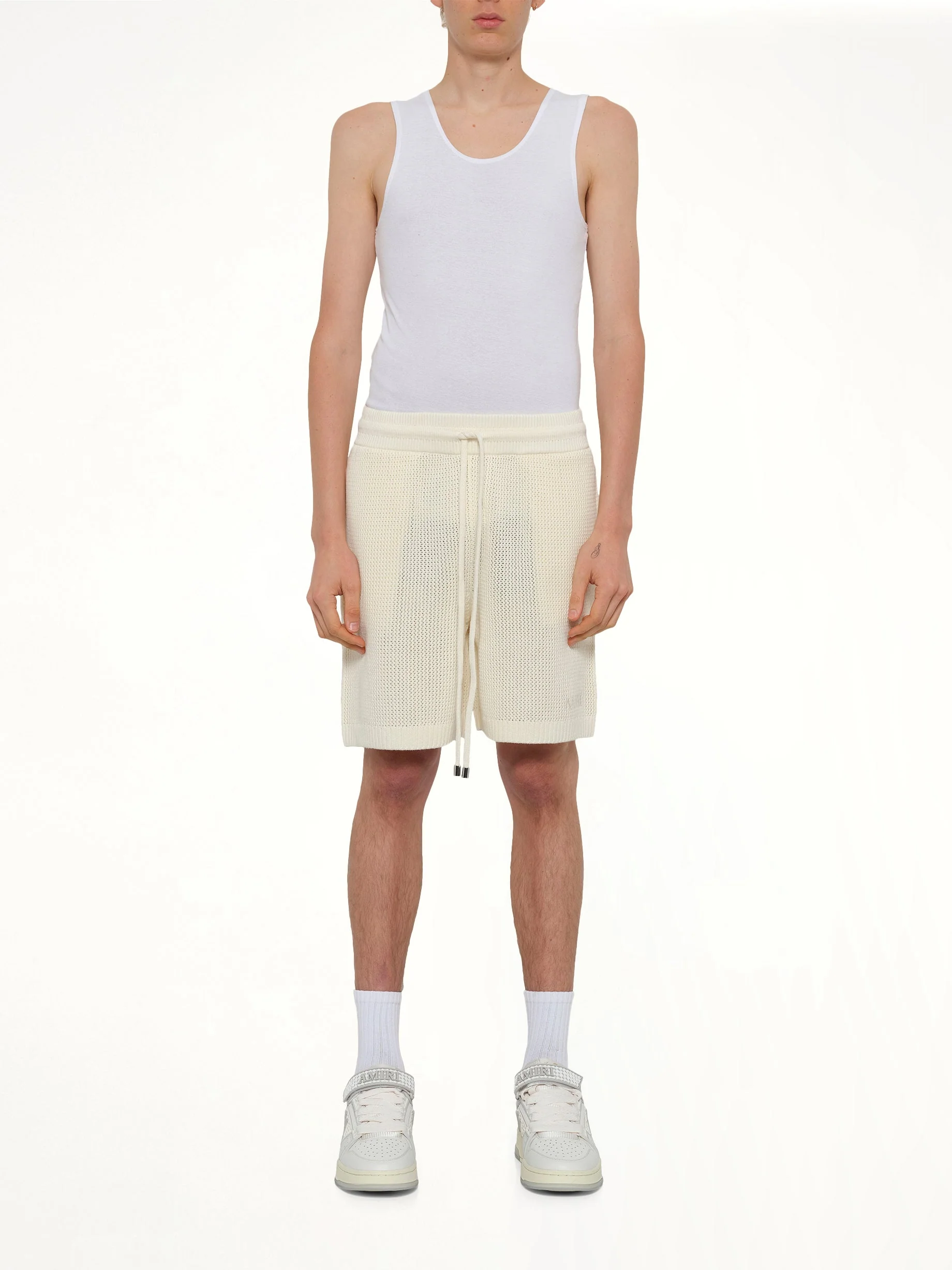 Amiri Crochet Mesh Short in Ivory - Image 7