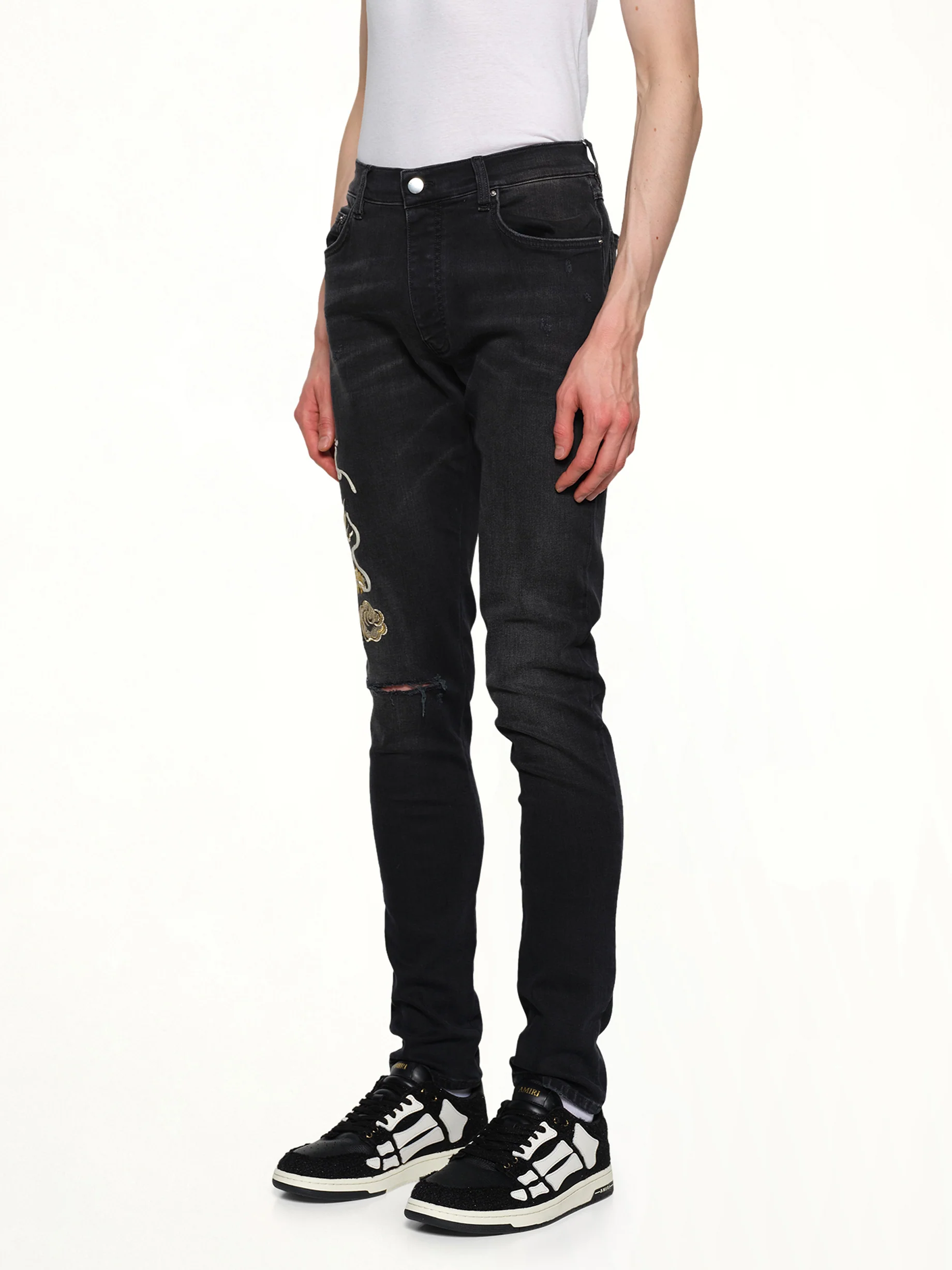 Amiri Dragon Repair Slim Jean in Dust Black - Image 3