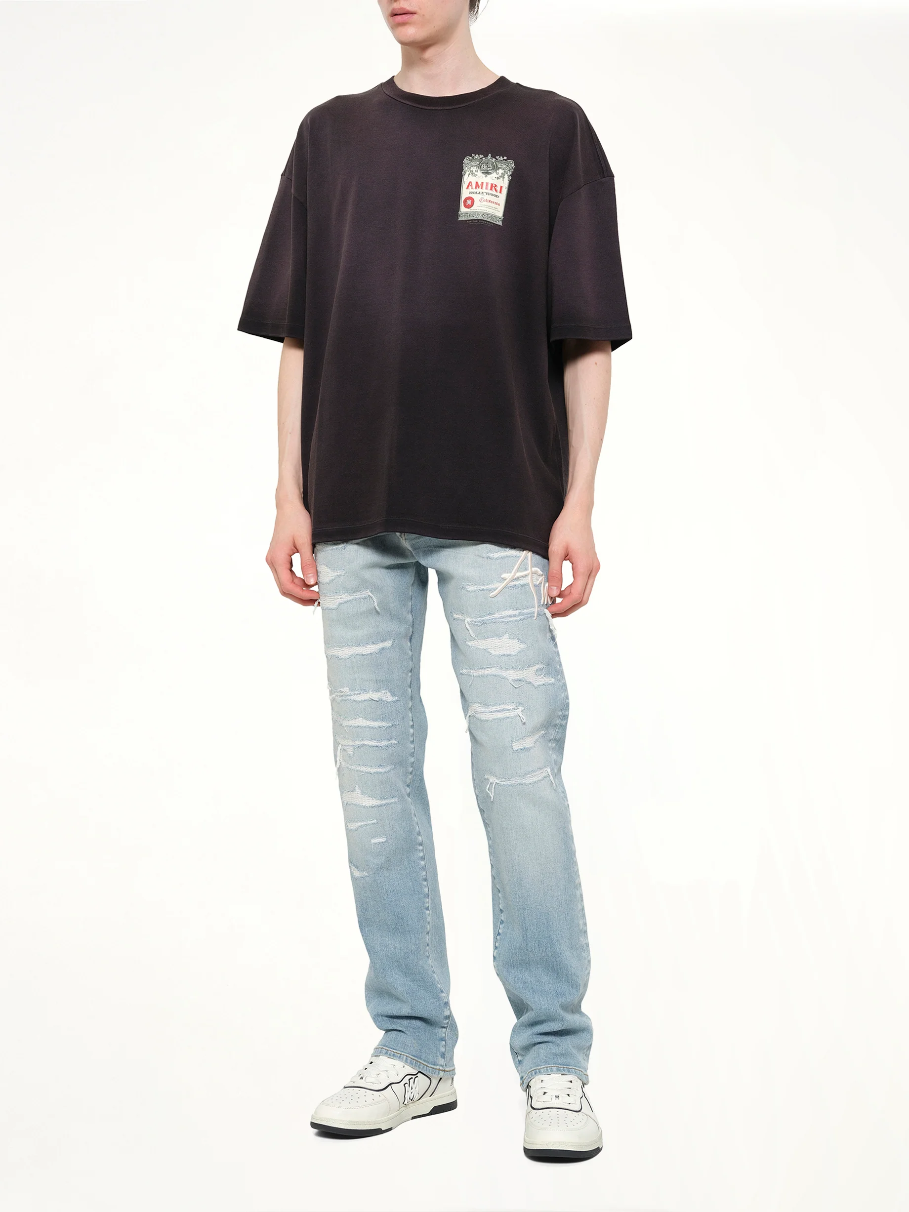 Amiri Repaired Slim Jean in Worn Slate - Image 4