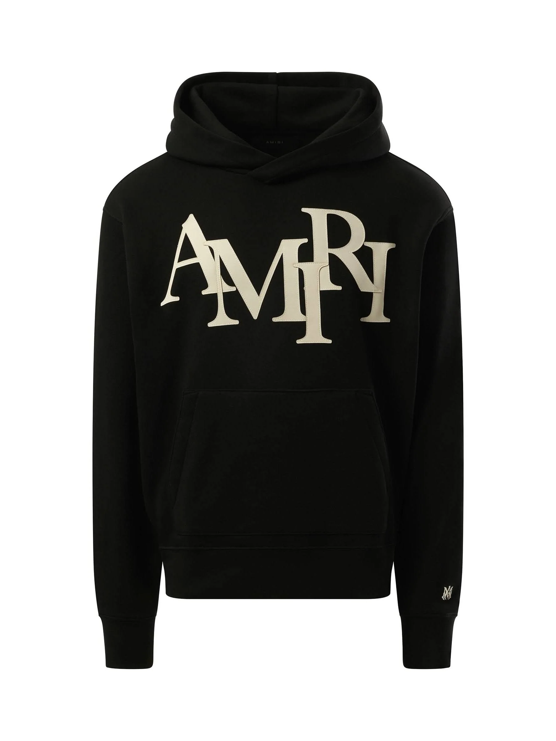 Amiri Staggered Hoodie in Black/White - Image 2