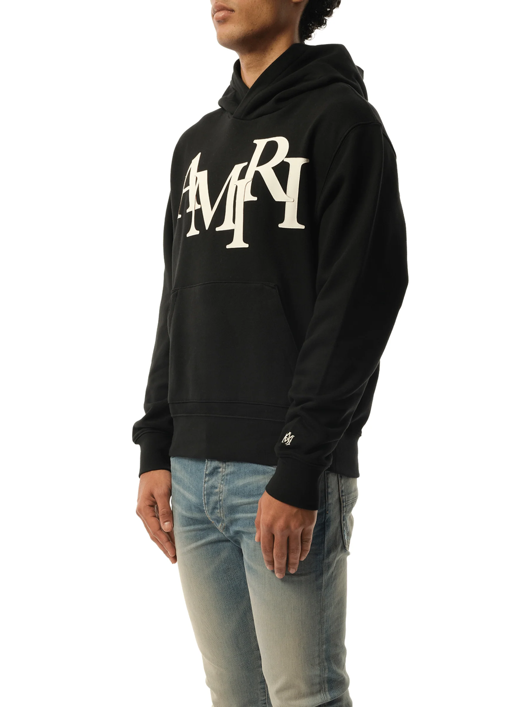 Amiri Staggered Hoodie in Black/White - Image 5