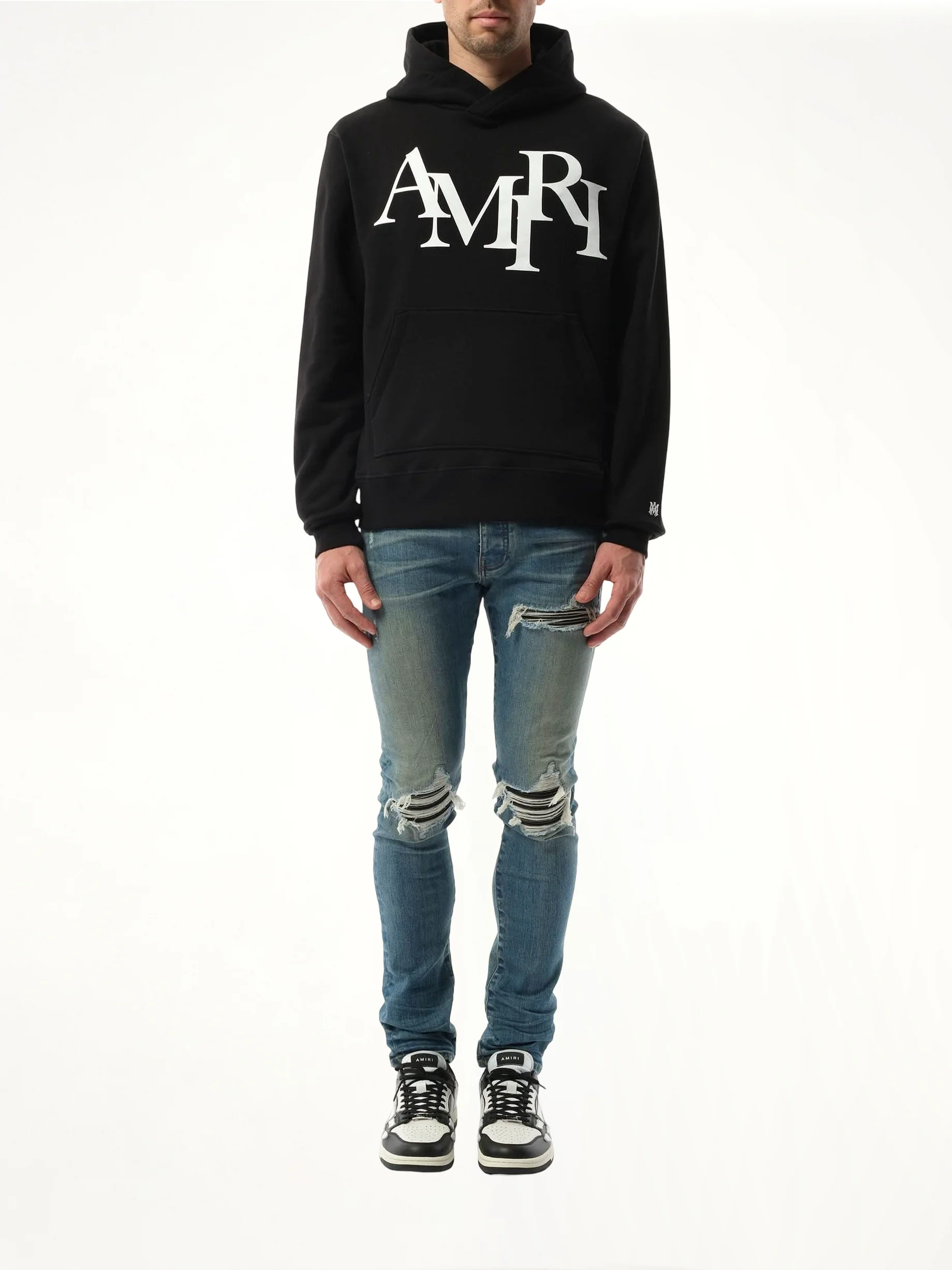 Amiri Staggered Hoodie in Black - Image 4