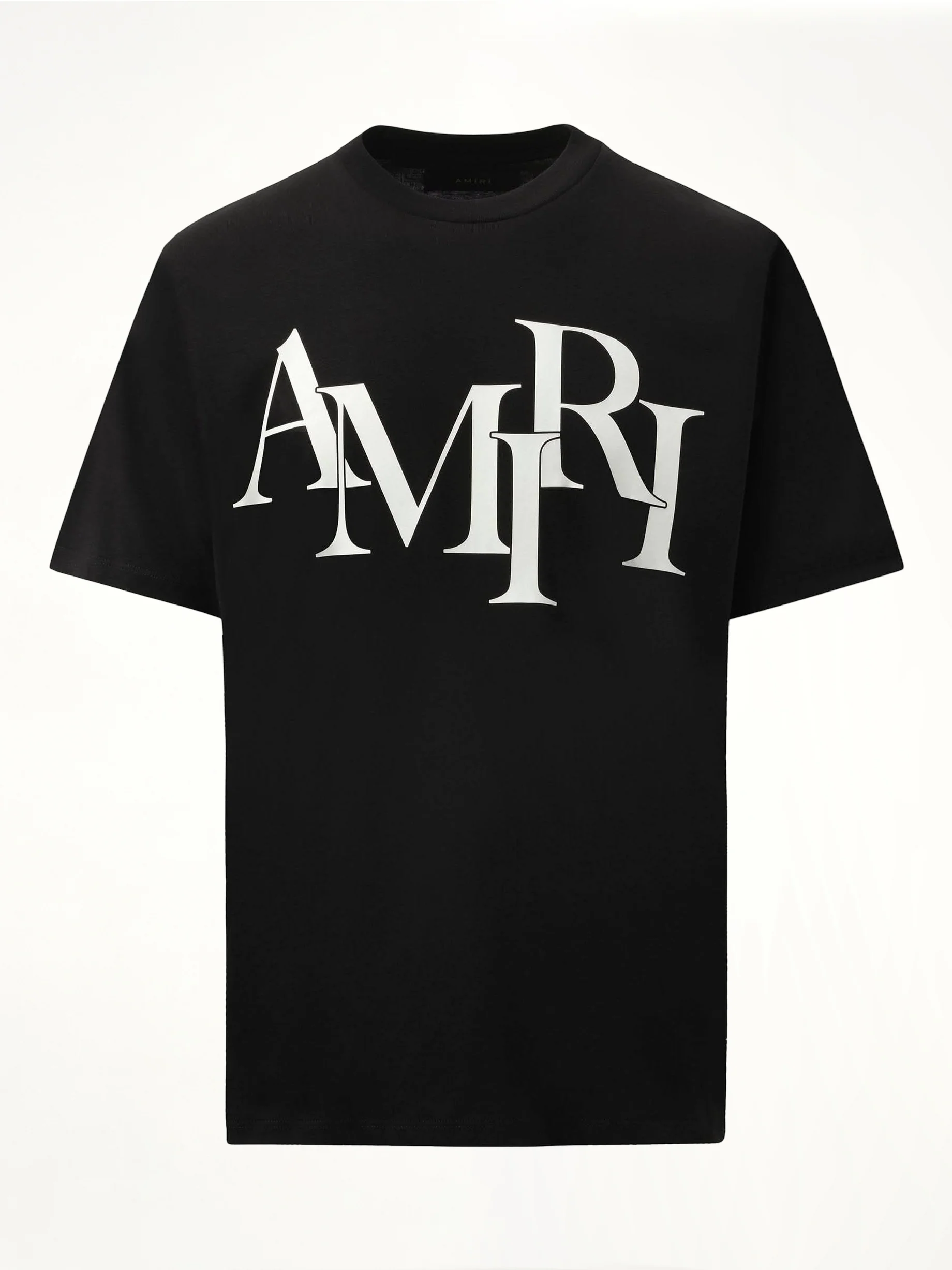 Amiri Staggered Logo T-Shirt in Black - Image 2