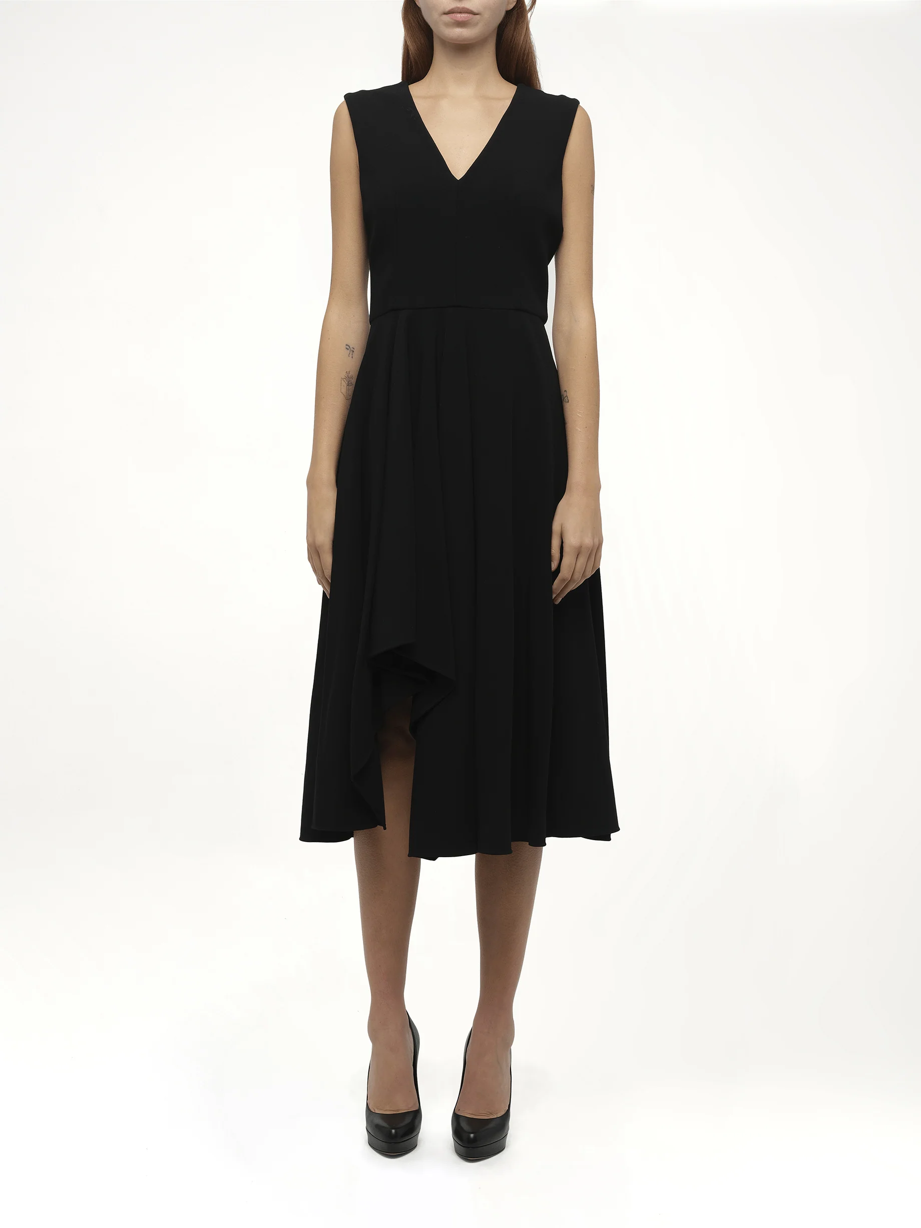 Amq - Crepe Dress in Black - Image 4
