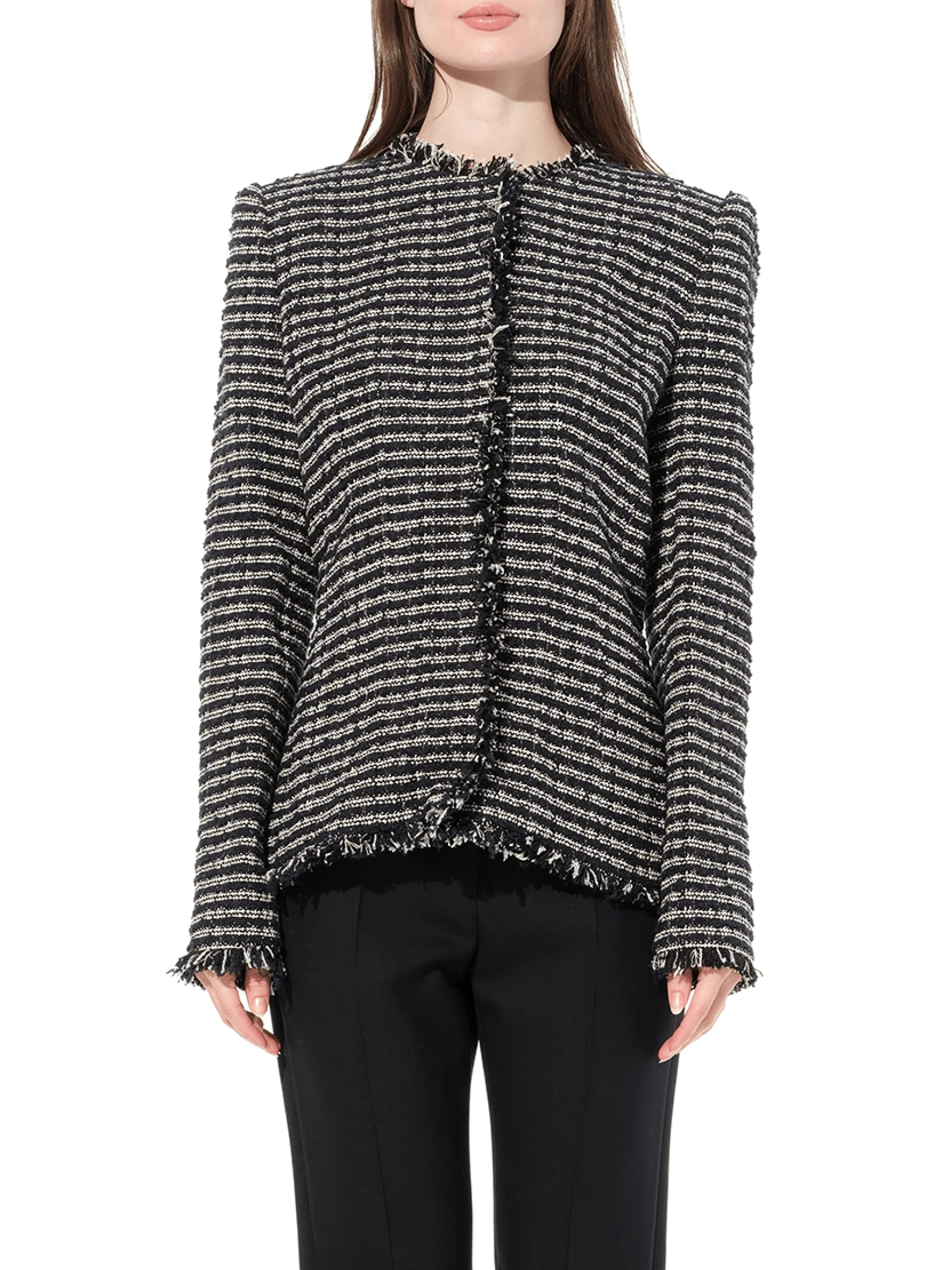 Boucle Tweed Jacket in Black/Ivory