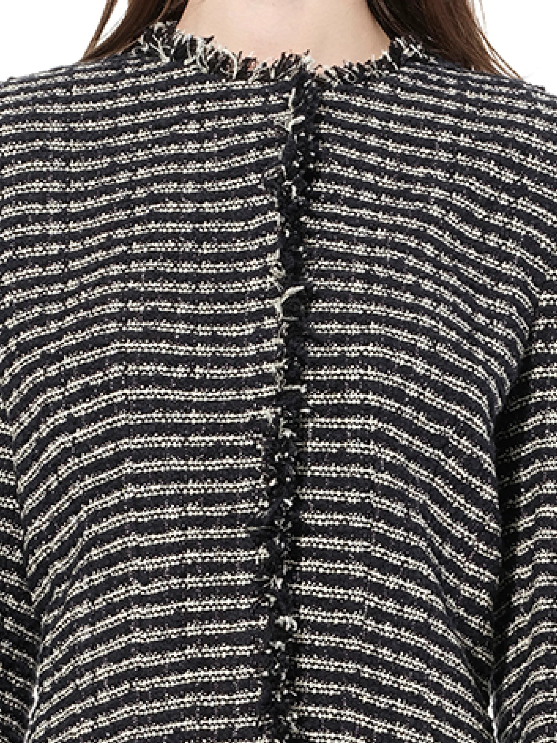Boucle Tweed Jacket in Black/Ivory - Image 2