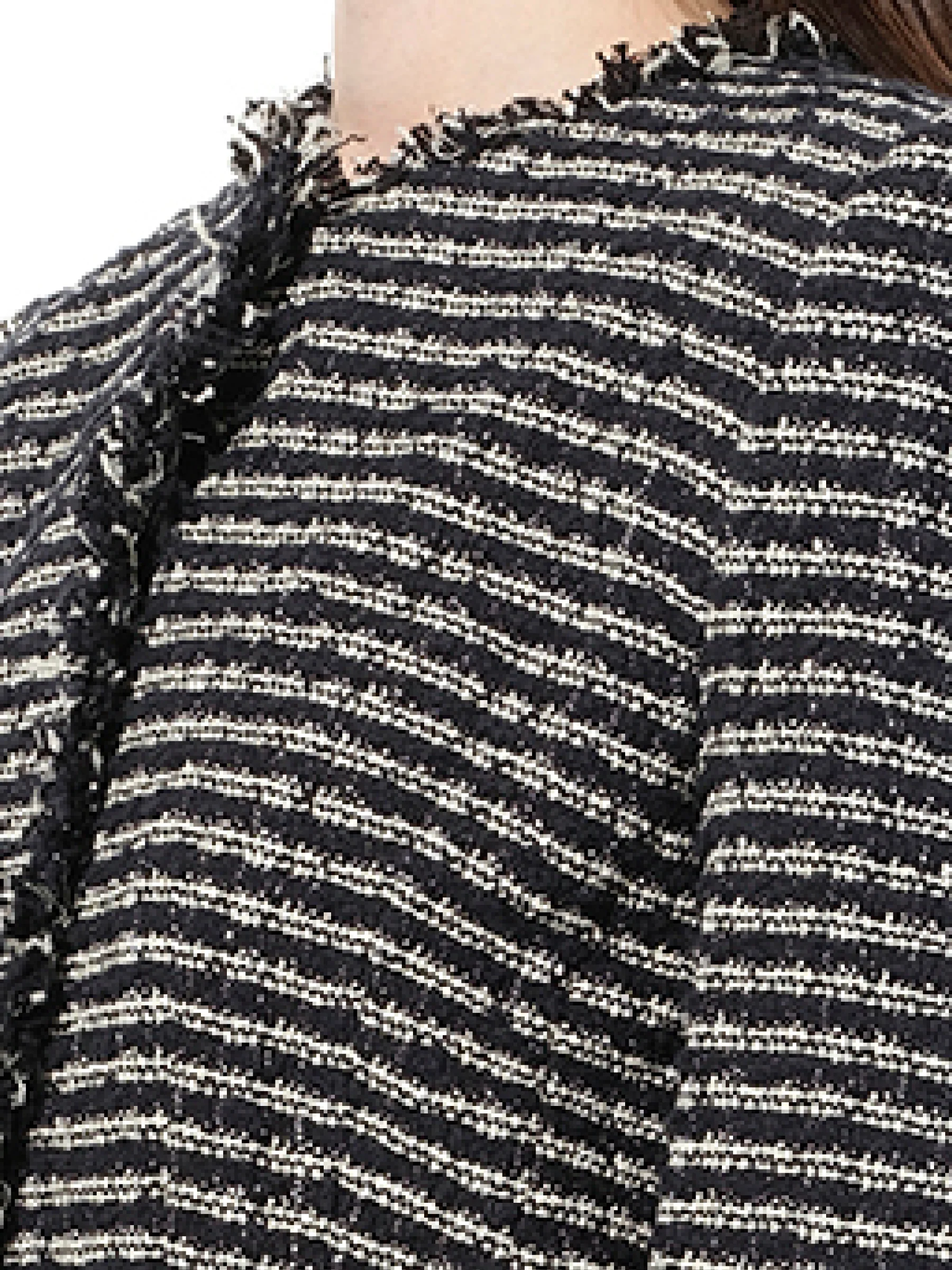 Boucle Tweed Jacket in Black/Ivory - Image 3