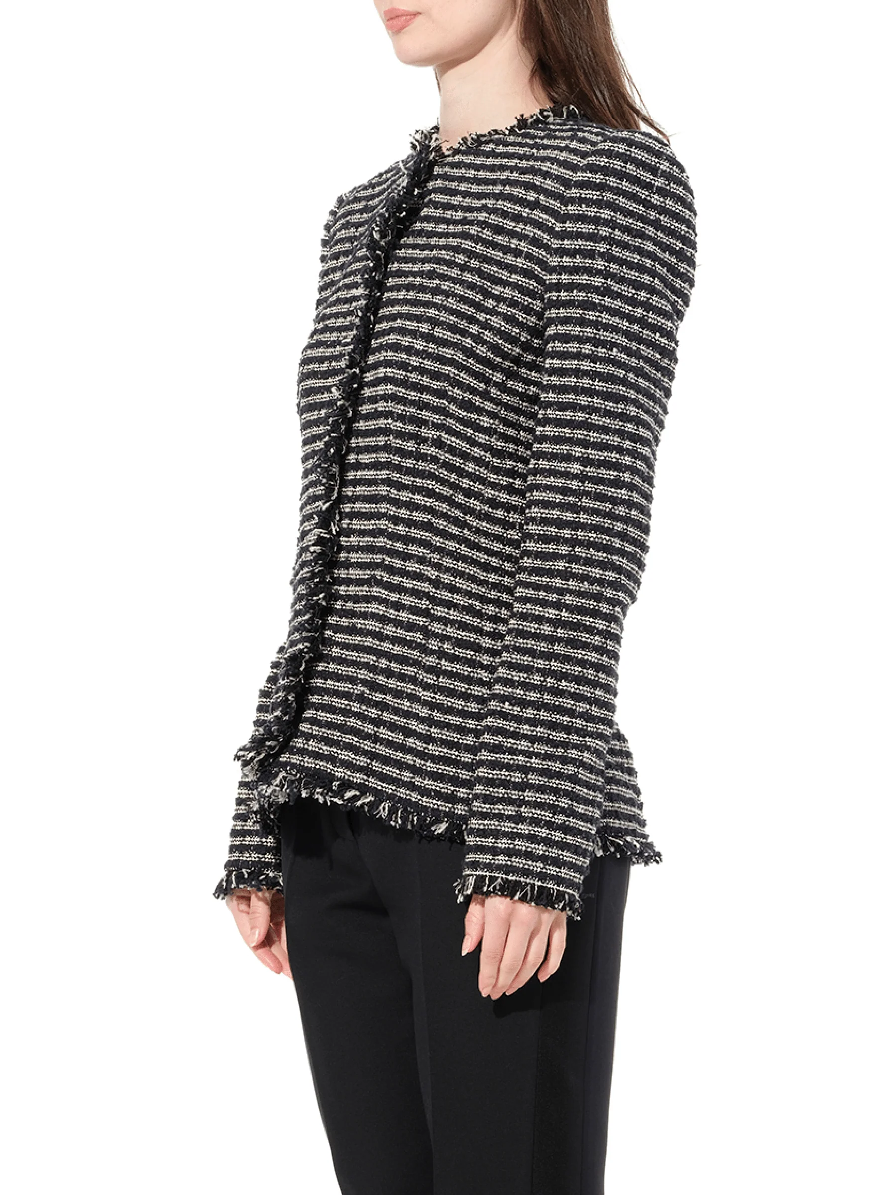 Boucle Tweed Jacket in Black/Ivory - Image 5