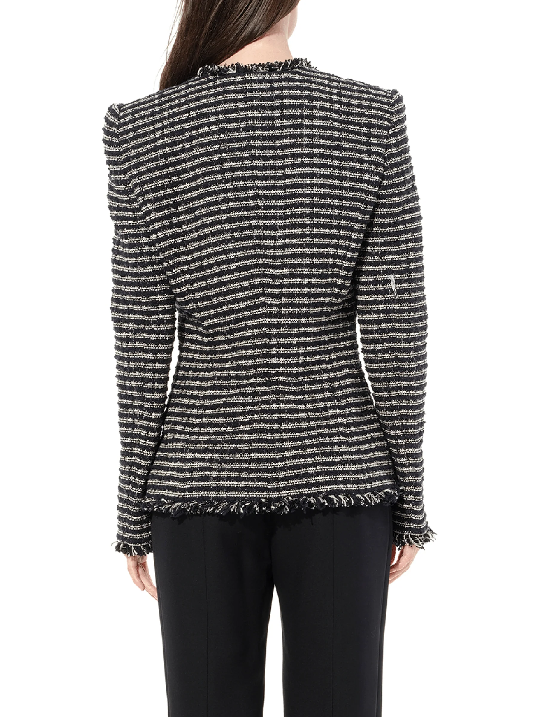 Boucle Tweed Jacket in Black/Ivory - Image 6