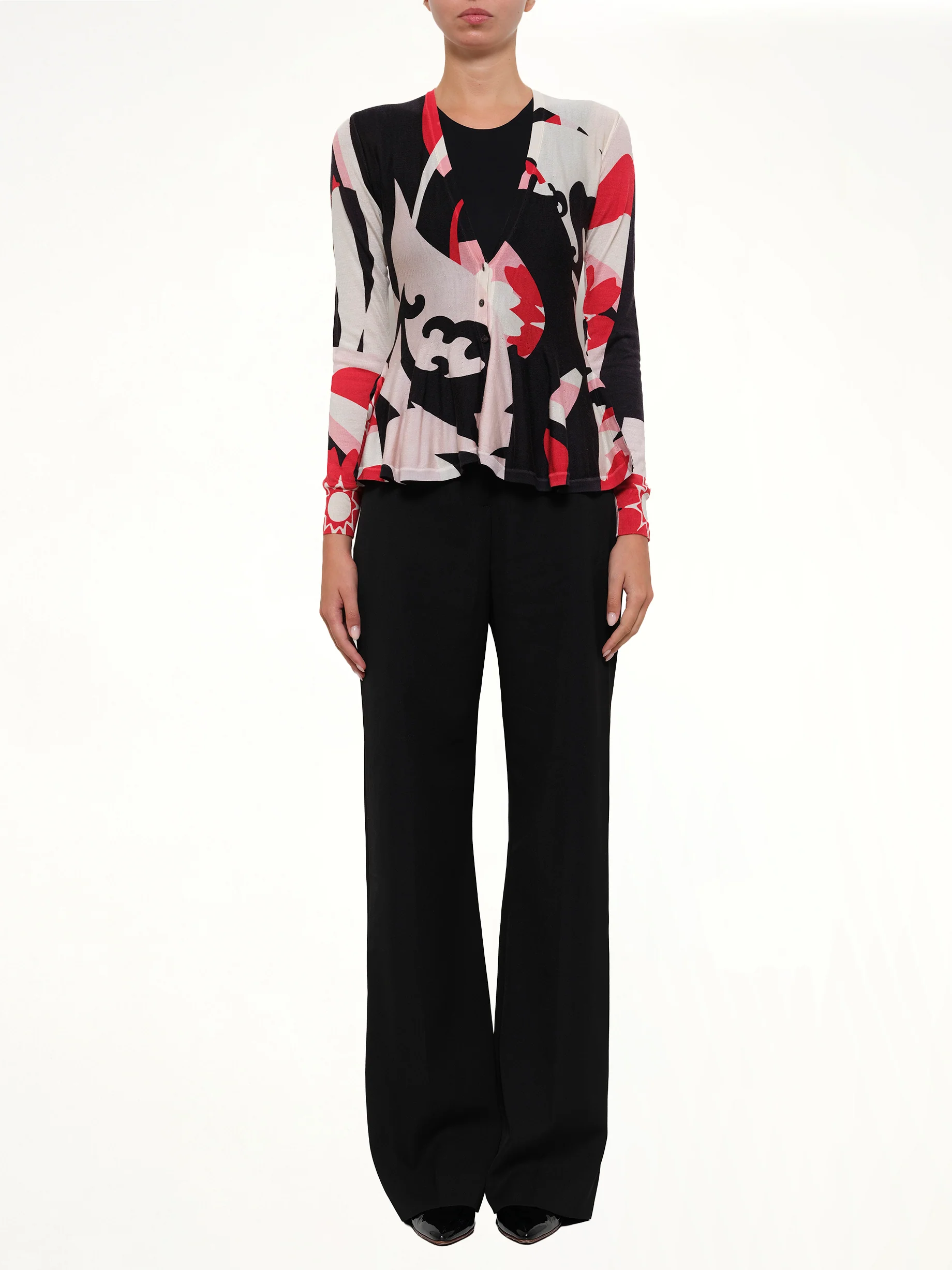 Knit Cardigan in Black/White - Image 2