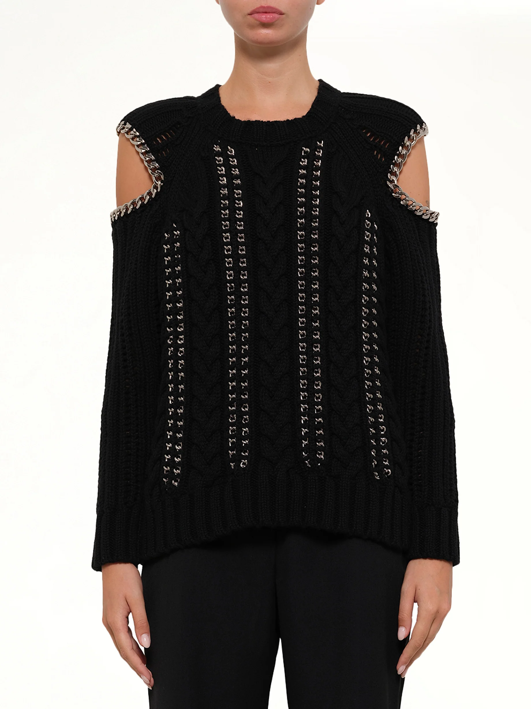 Crew Neck O/S Knitwear in Black