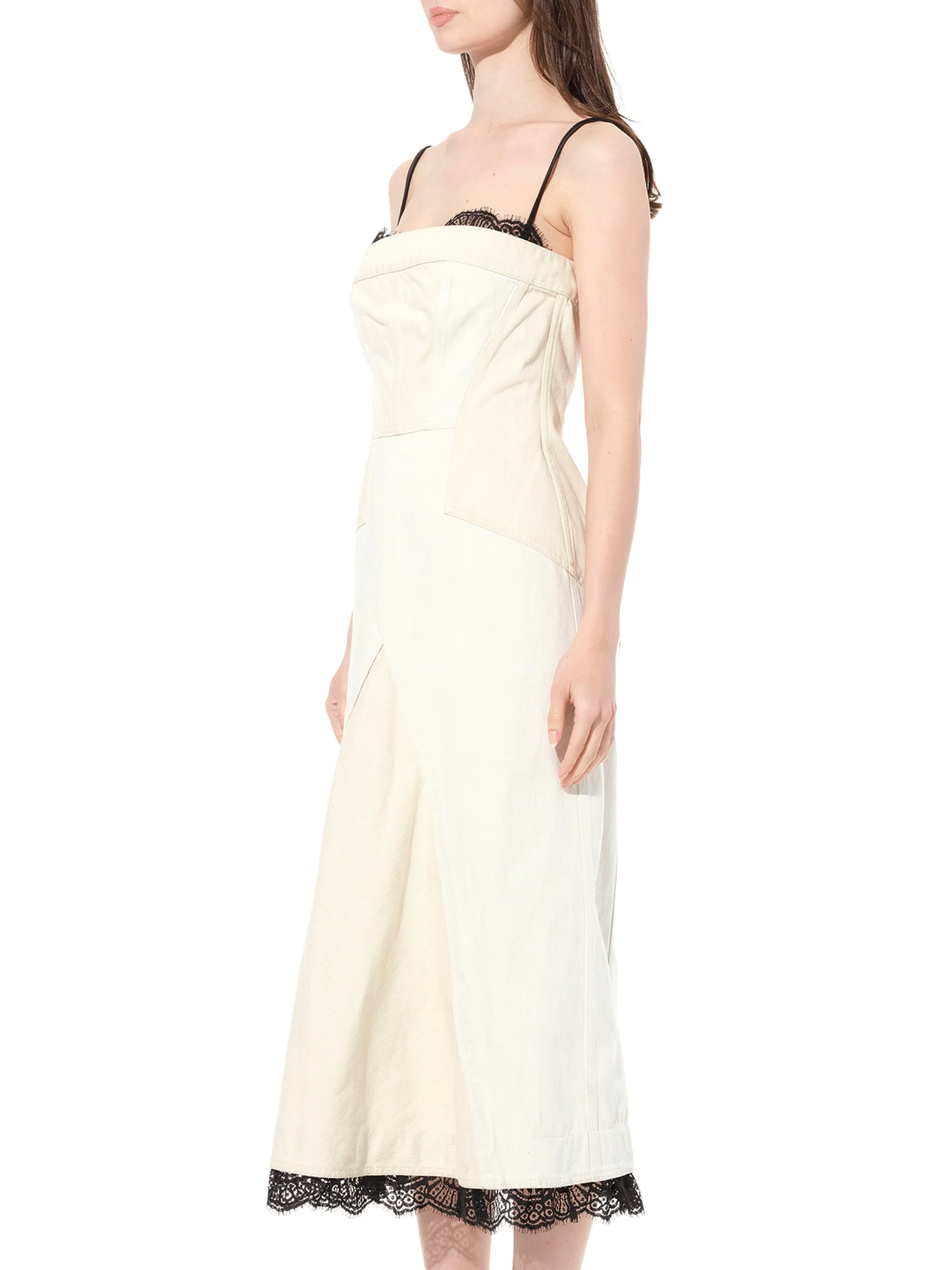 Denim Bust Midi Dress in Ecru - Image 5