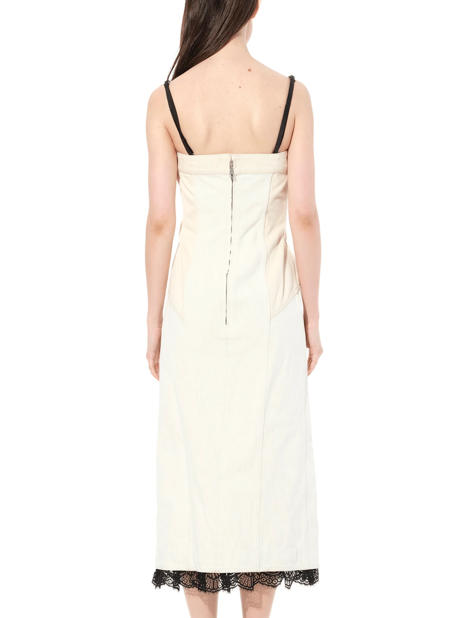 Denim Bust Midi Dress in Ecru - Image 6