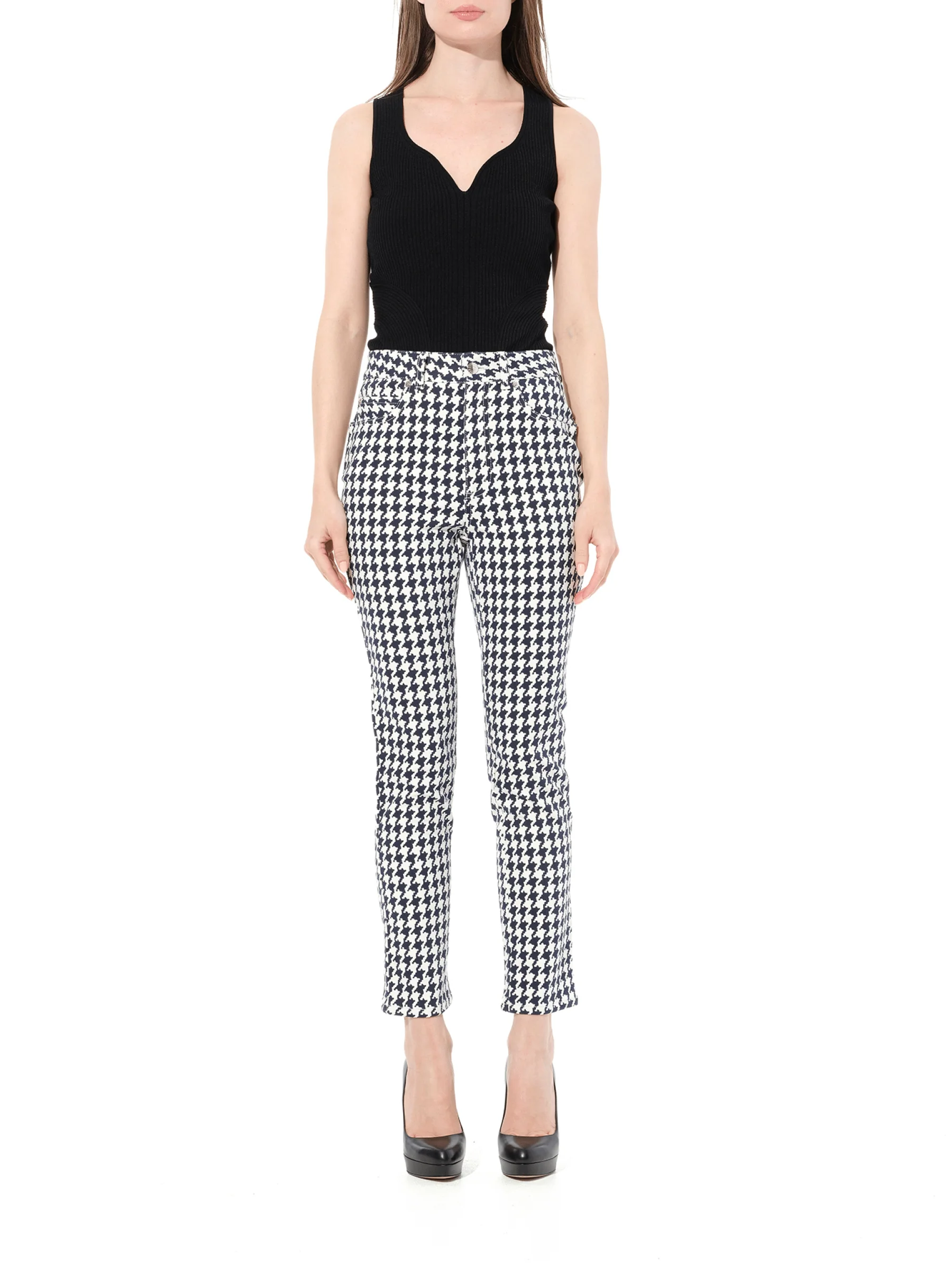 Dogtooth Jeans in White - Image 4