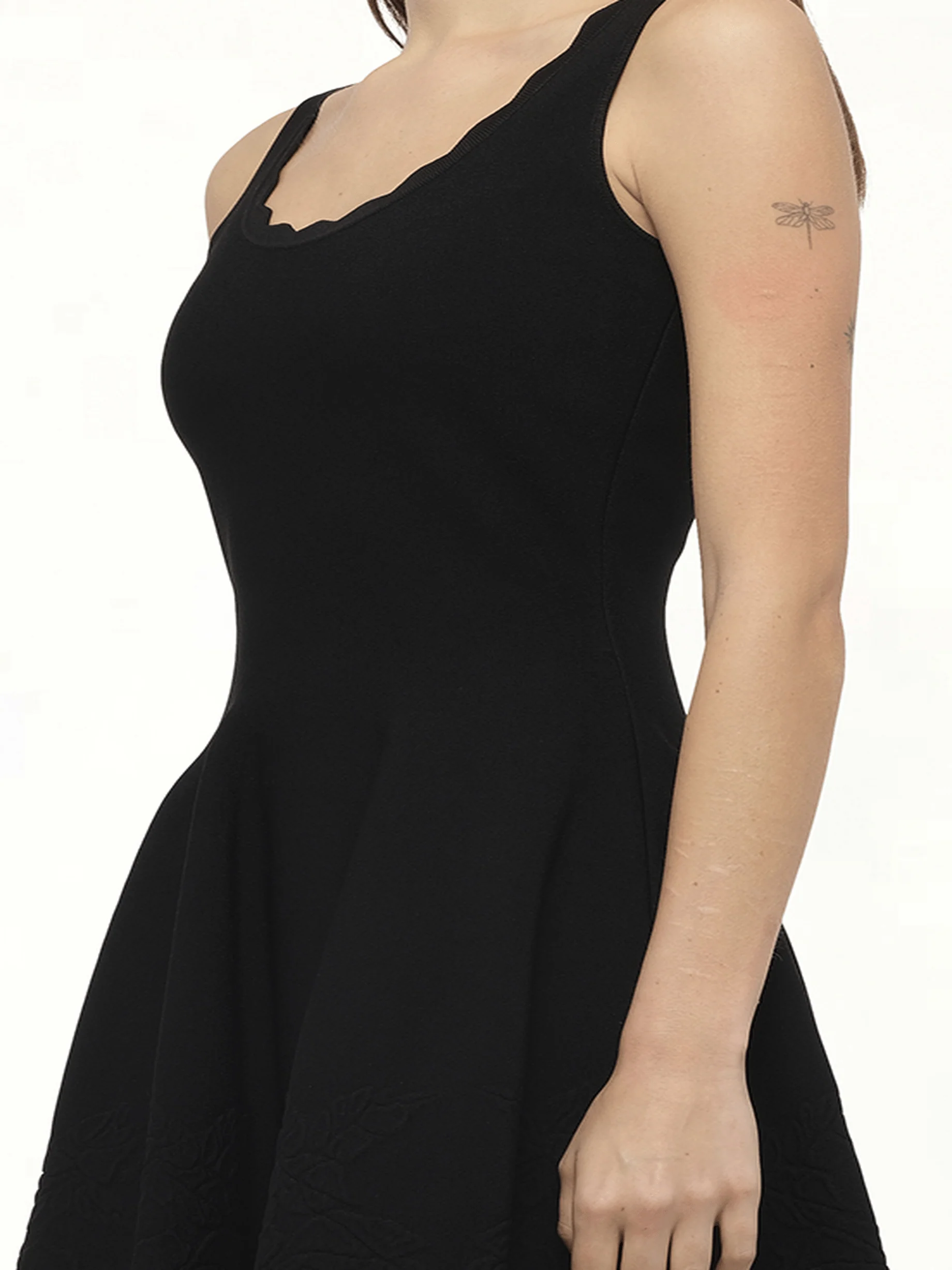 Emb Rose Mini Dress in Black - Image 3