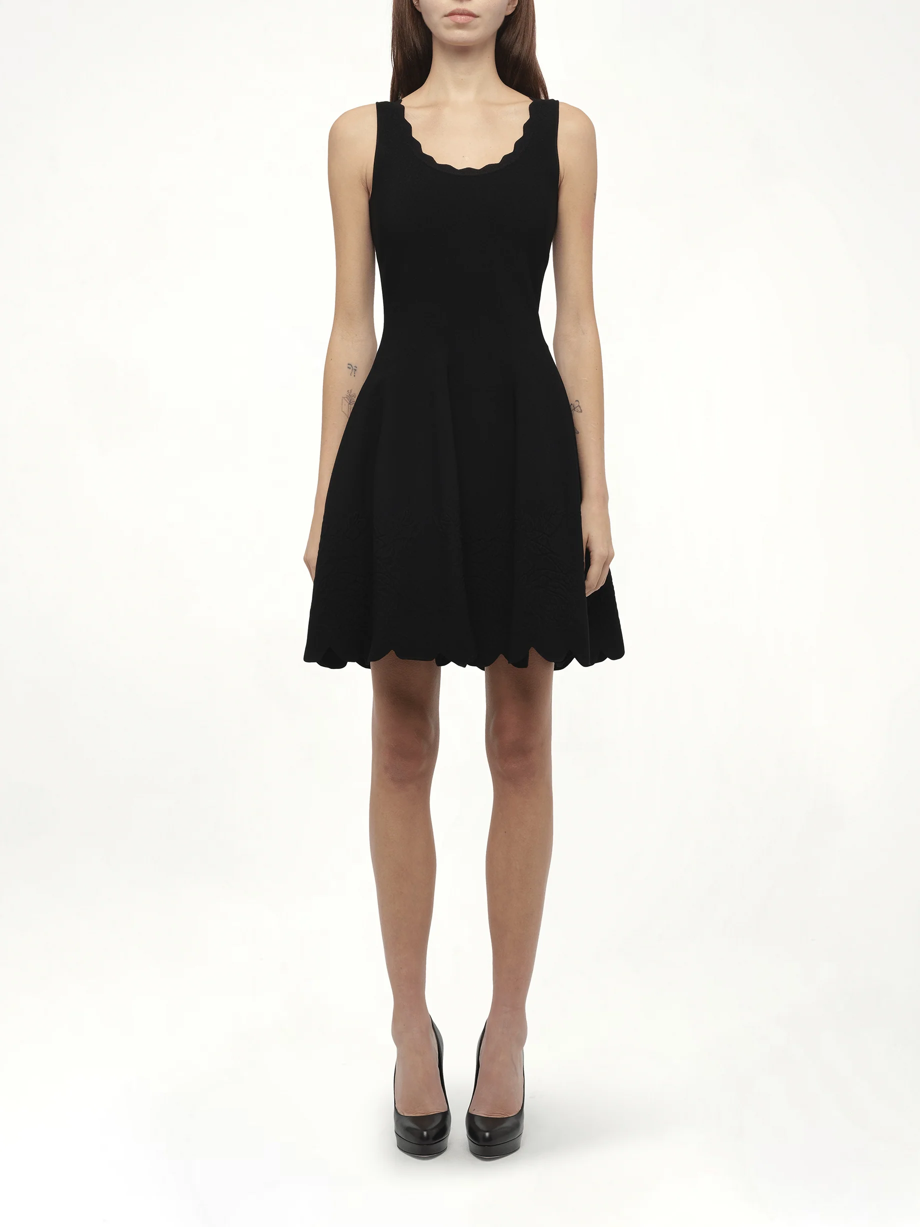 Emb Rose Mini Dress in Black - Image 4