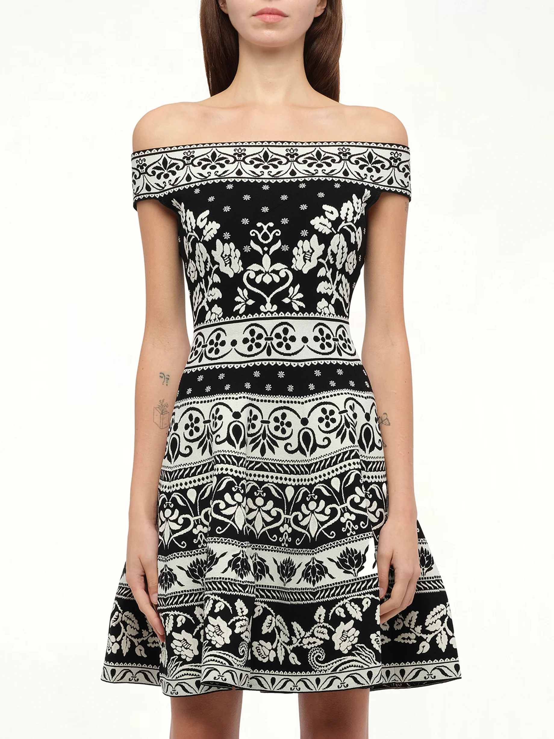 Floral Jacq Dress in Black/White