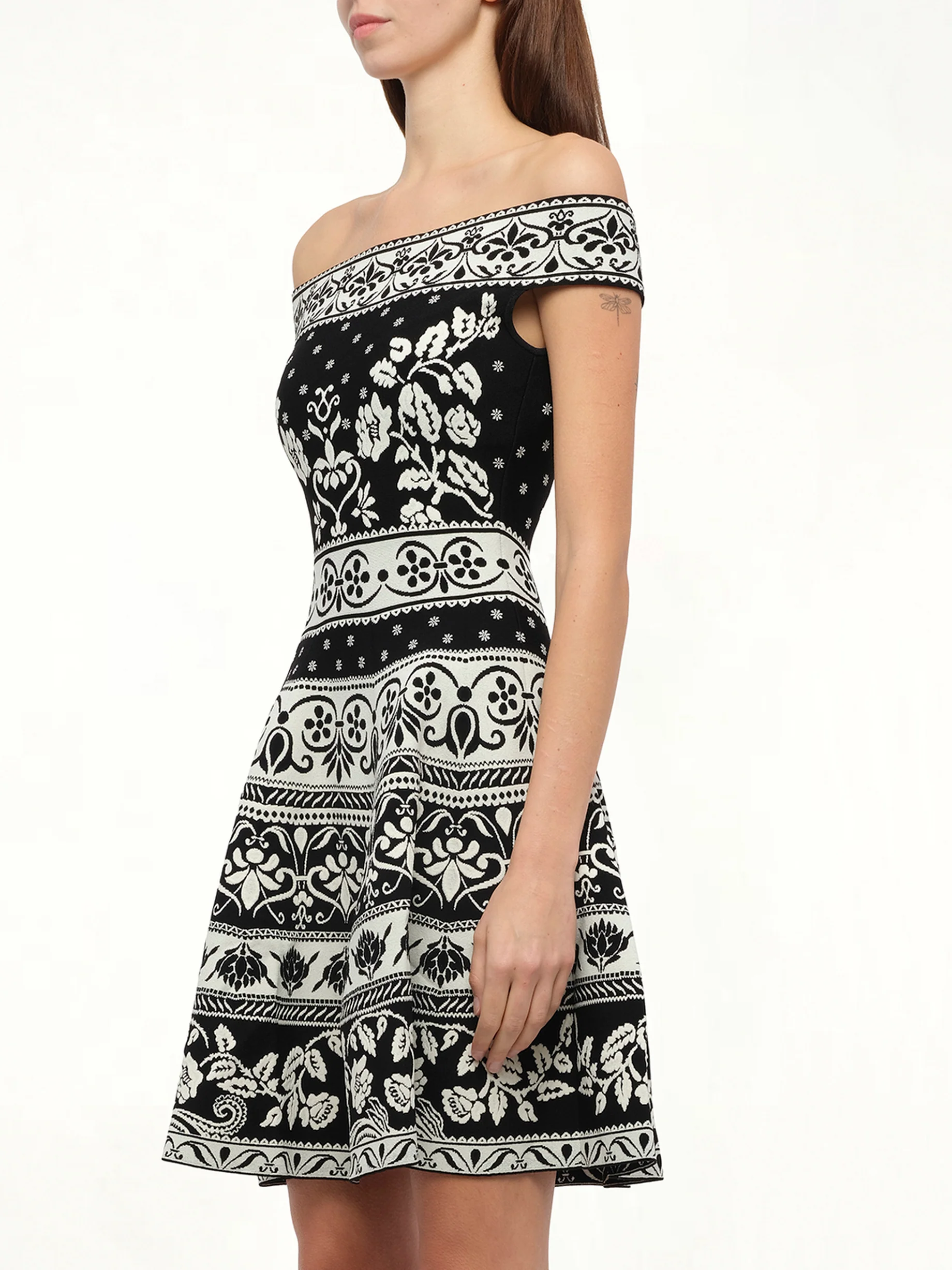 Floral Jacq Dress in Black/White - Image 2
