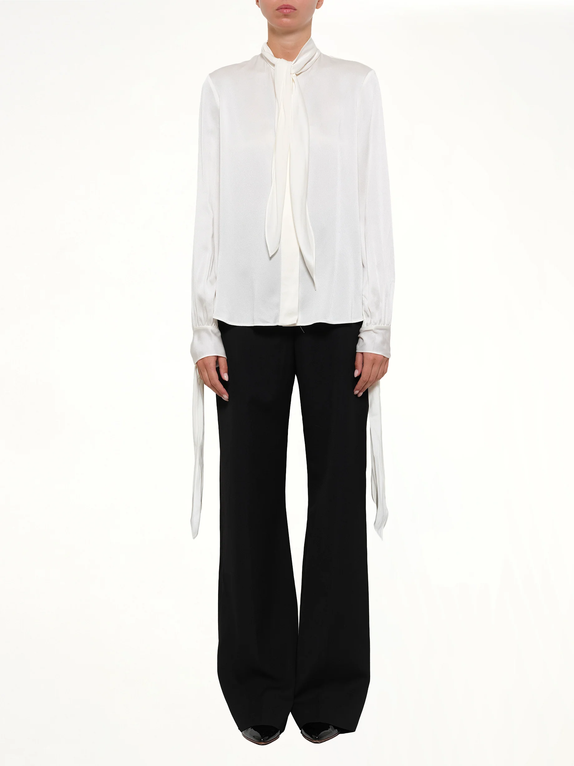 Fluid Satin Shirt in White - Image 2