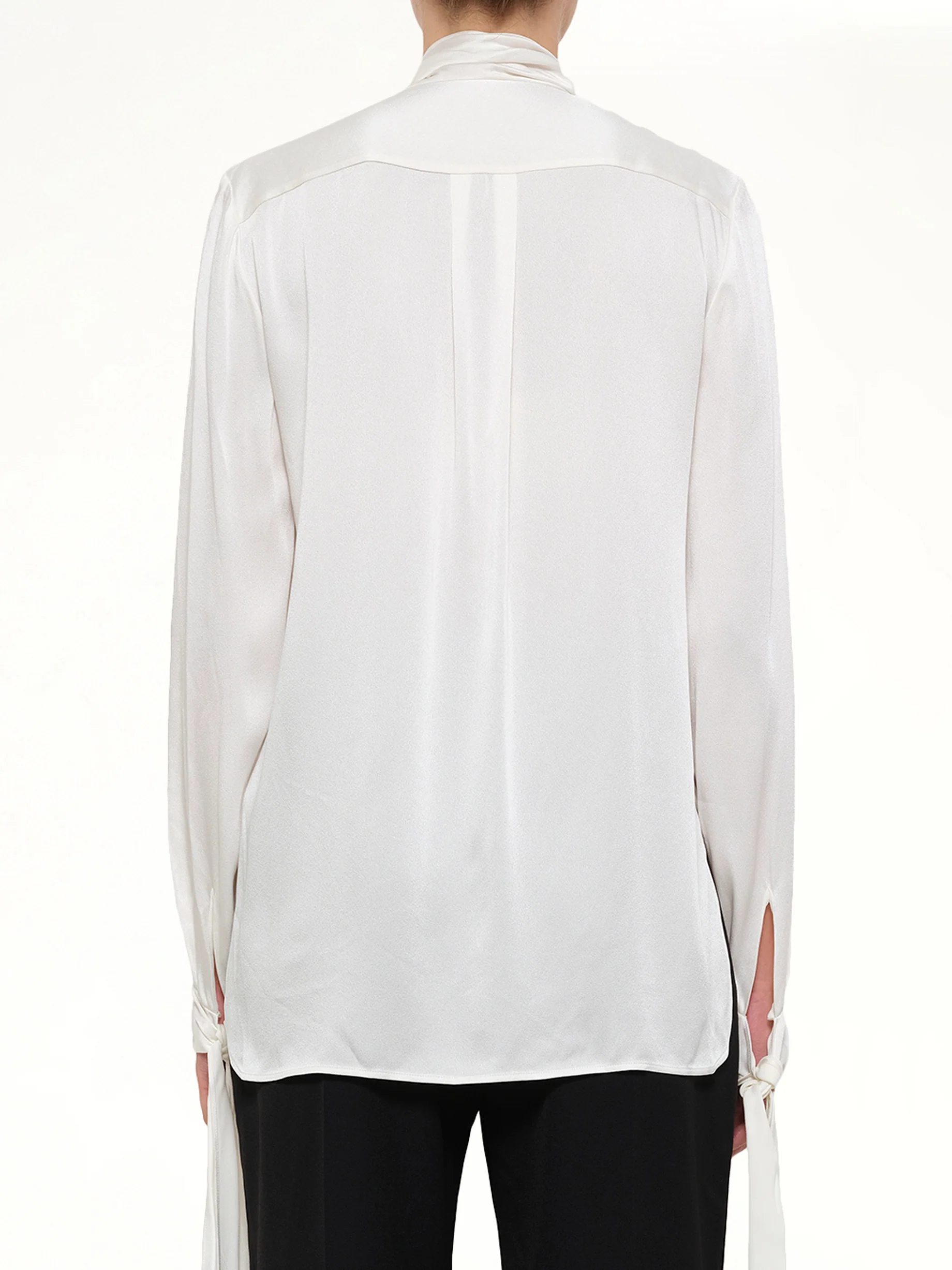 Fluid Satin Shirt in White - Image 3