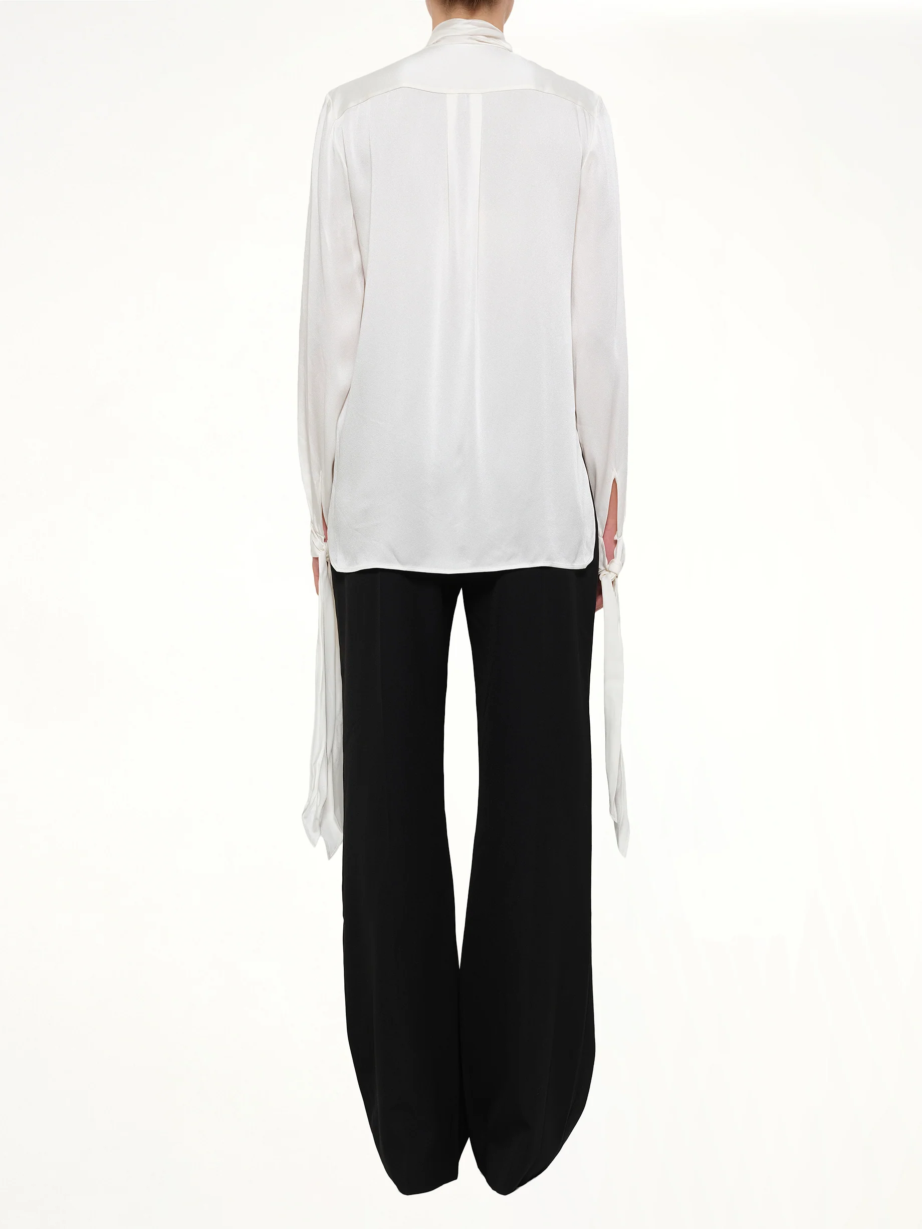 Fluid Satin Shirt in White - Image 4