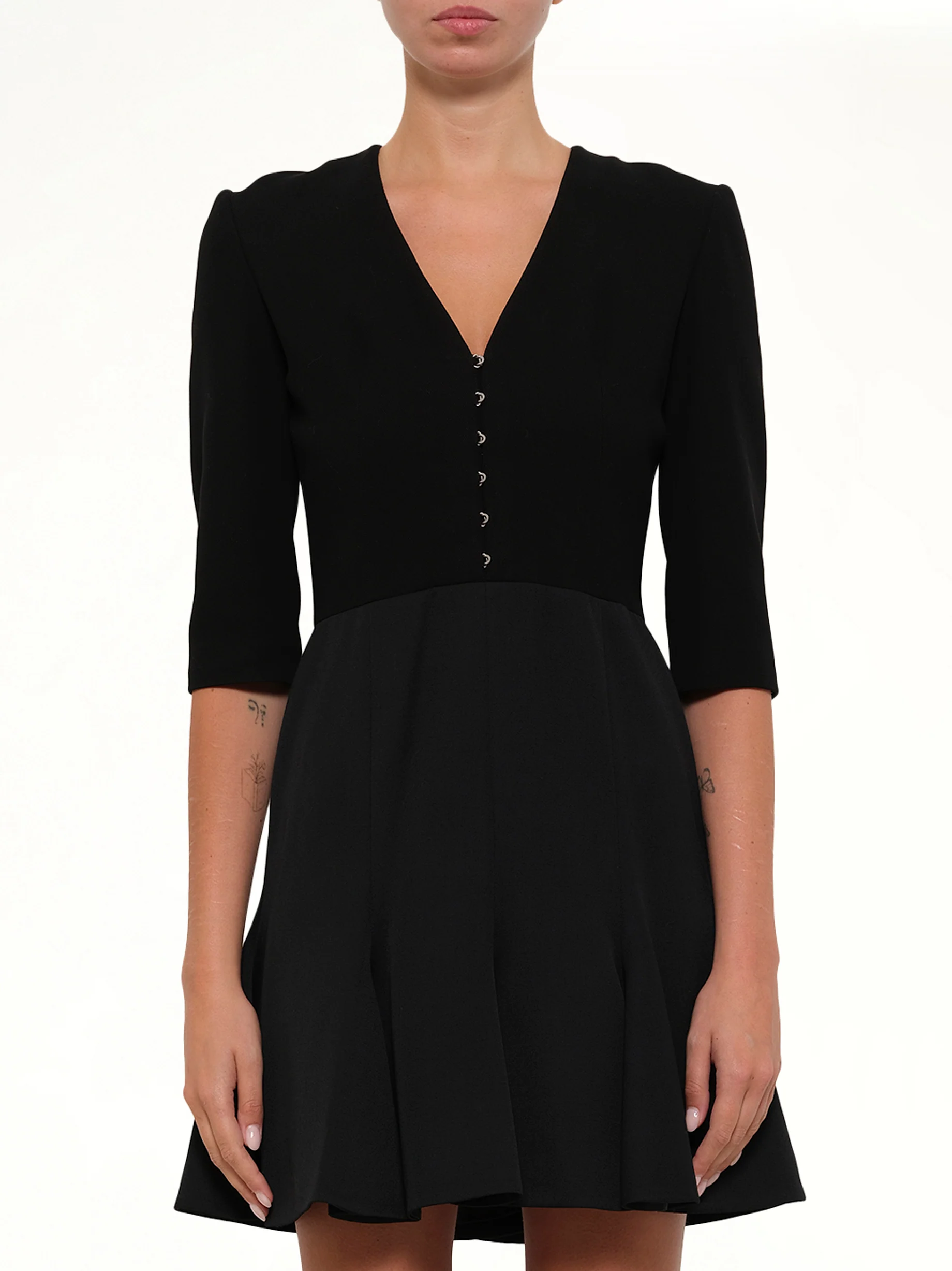 Godet Mini Dress in Black