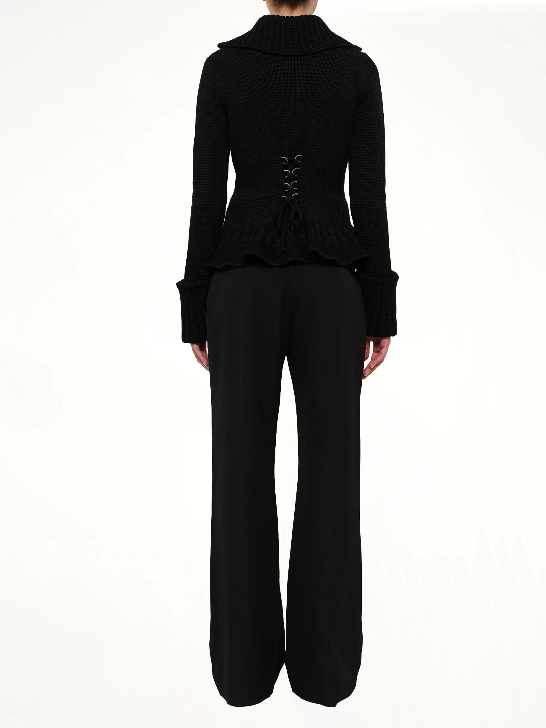 Amq - Lace Up Cardigan in Black - Image 4