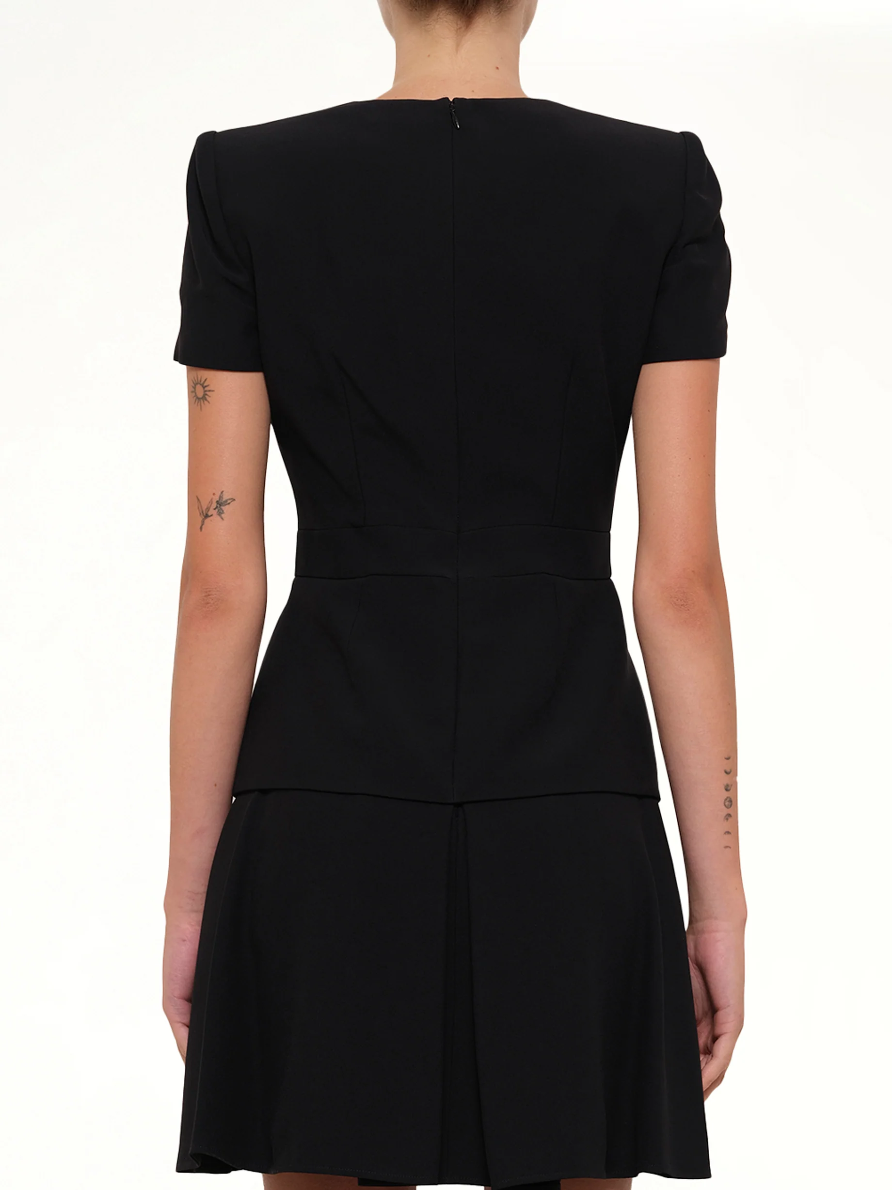 Leaf Crepe Dress in Black - Image 3