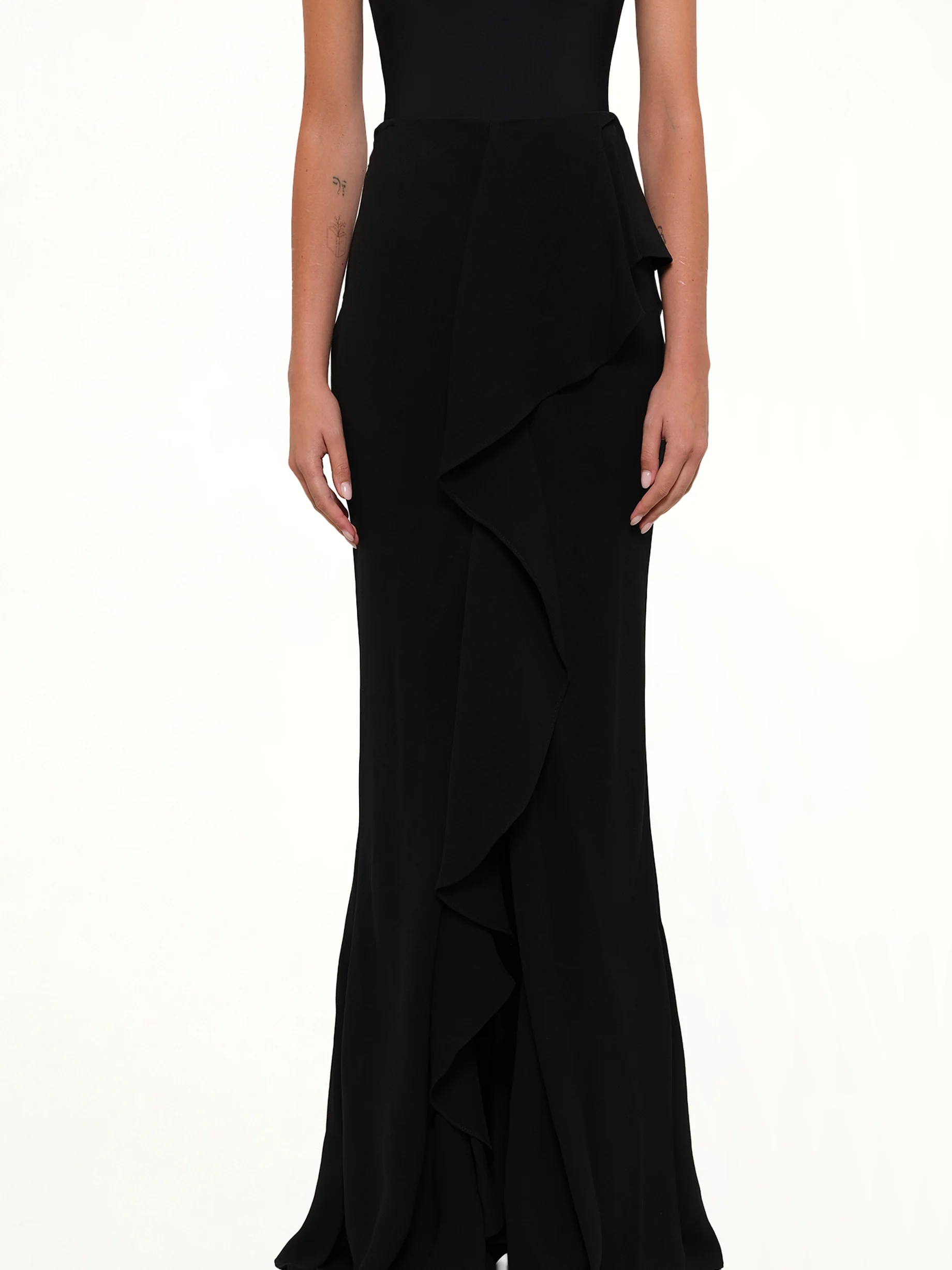 Long Drape Skirt in Black