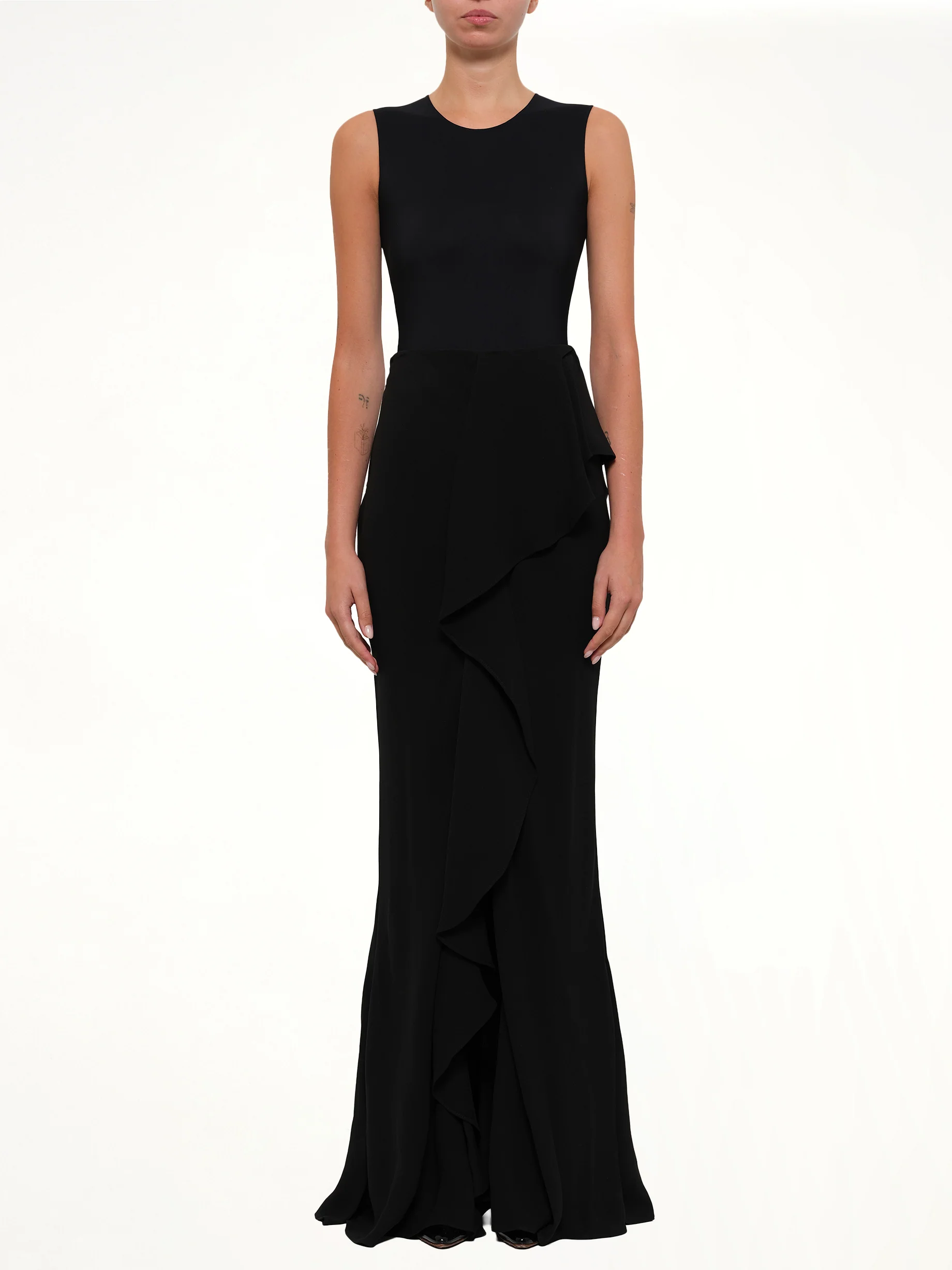 Long Drape Skirt in Black - Image 2