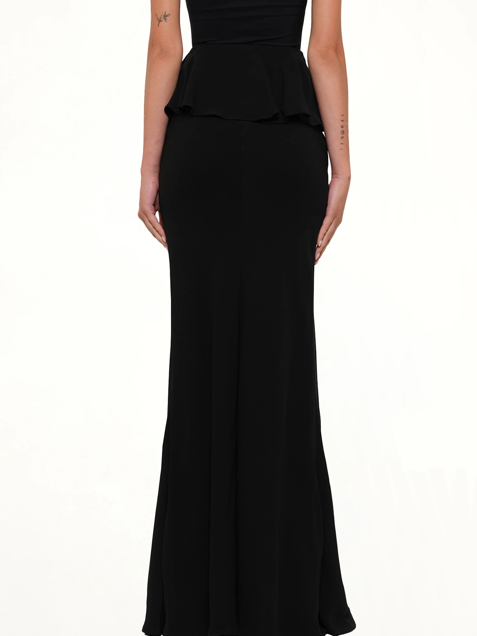 Long Drape Skirt in Black - Image 3