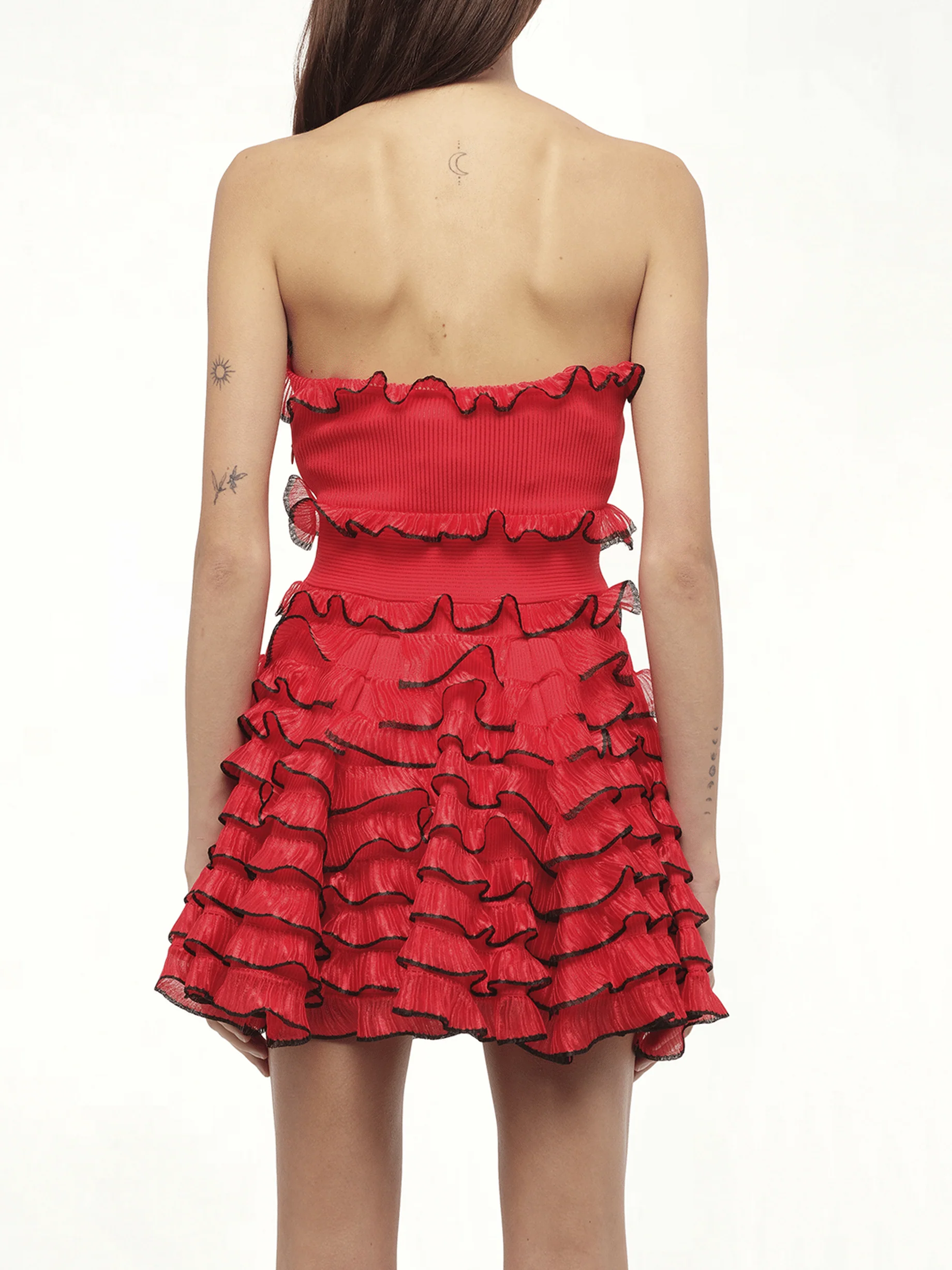 Off Shld Str Mini Dress in Red/Blk - Image 6