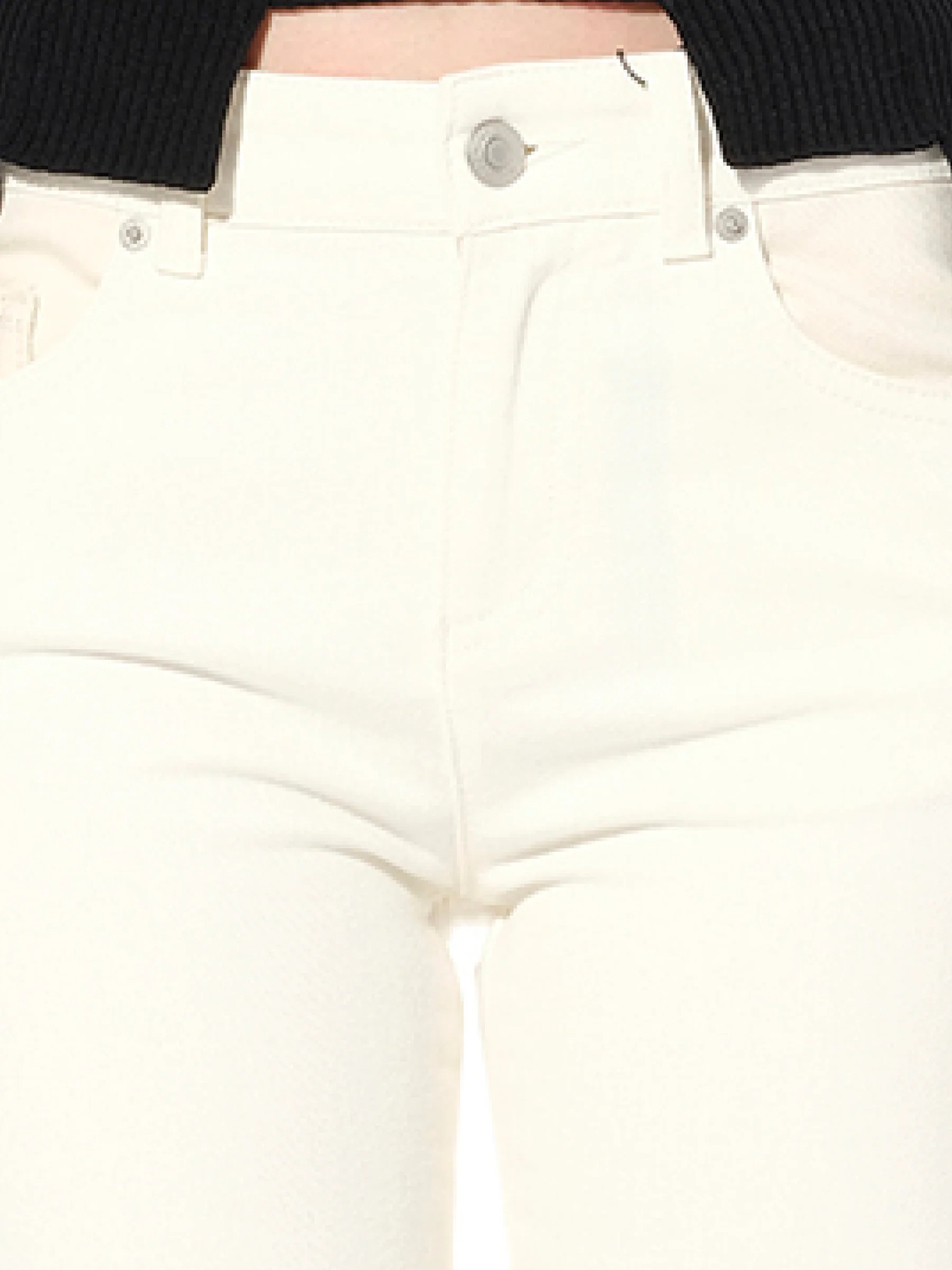 Patch Denim Pants in Ecru - Image 2