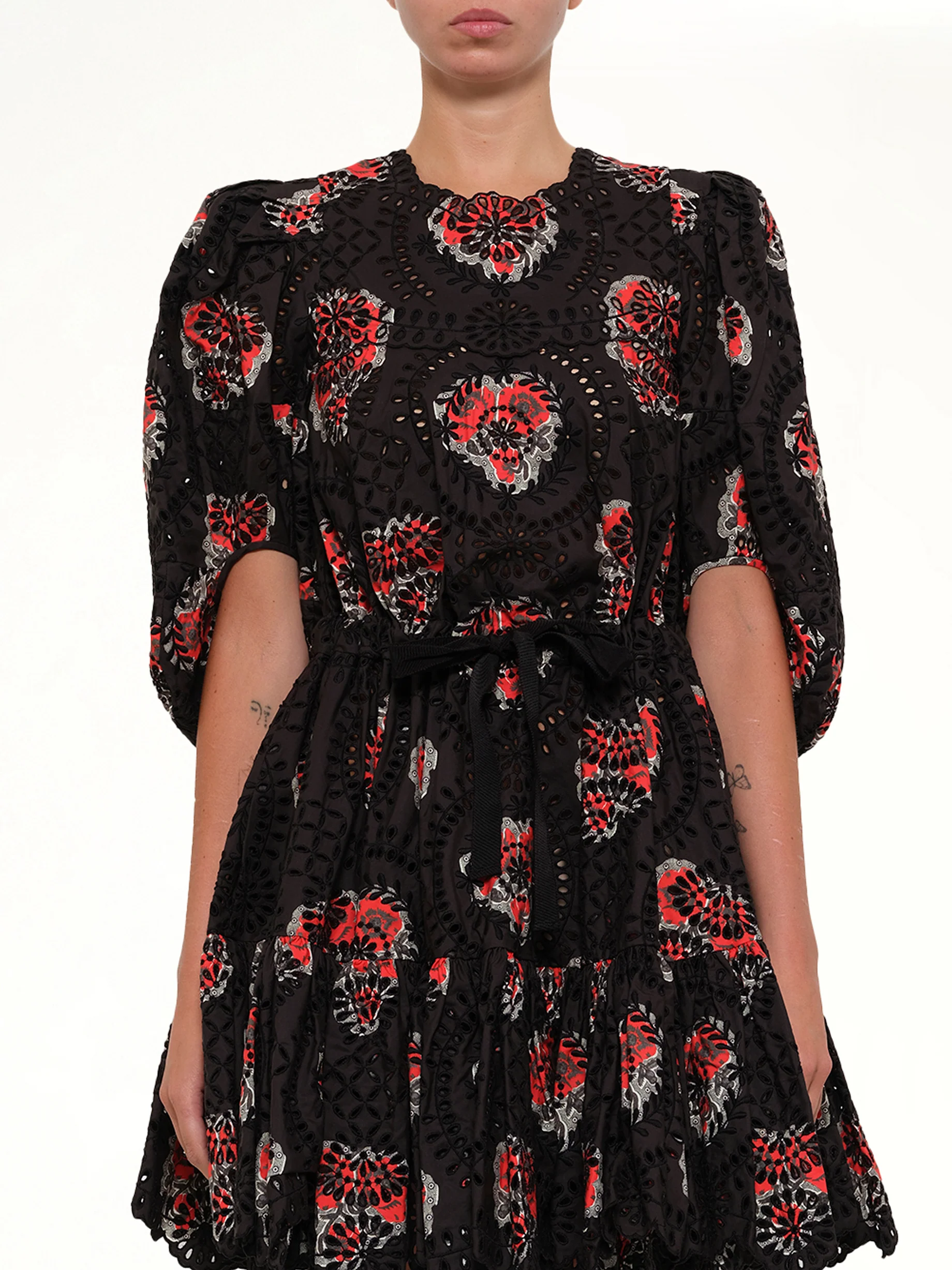 Poppy Print Abito Dress in Black