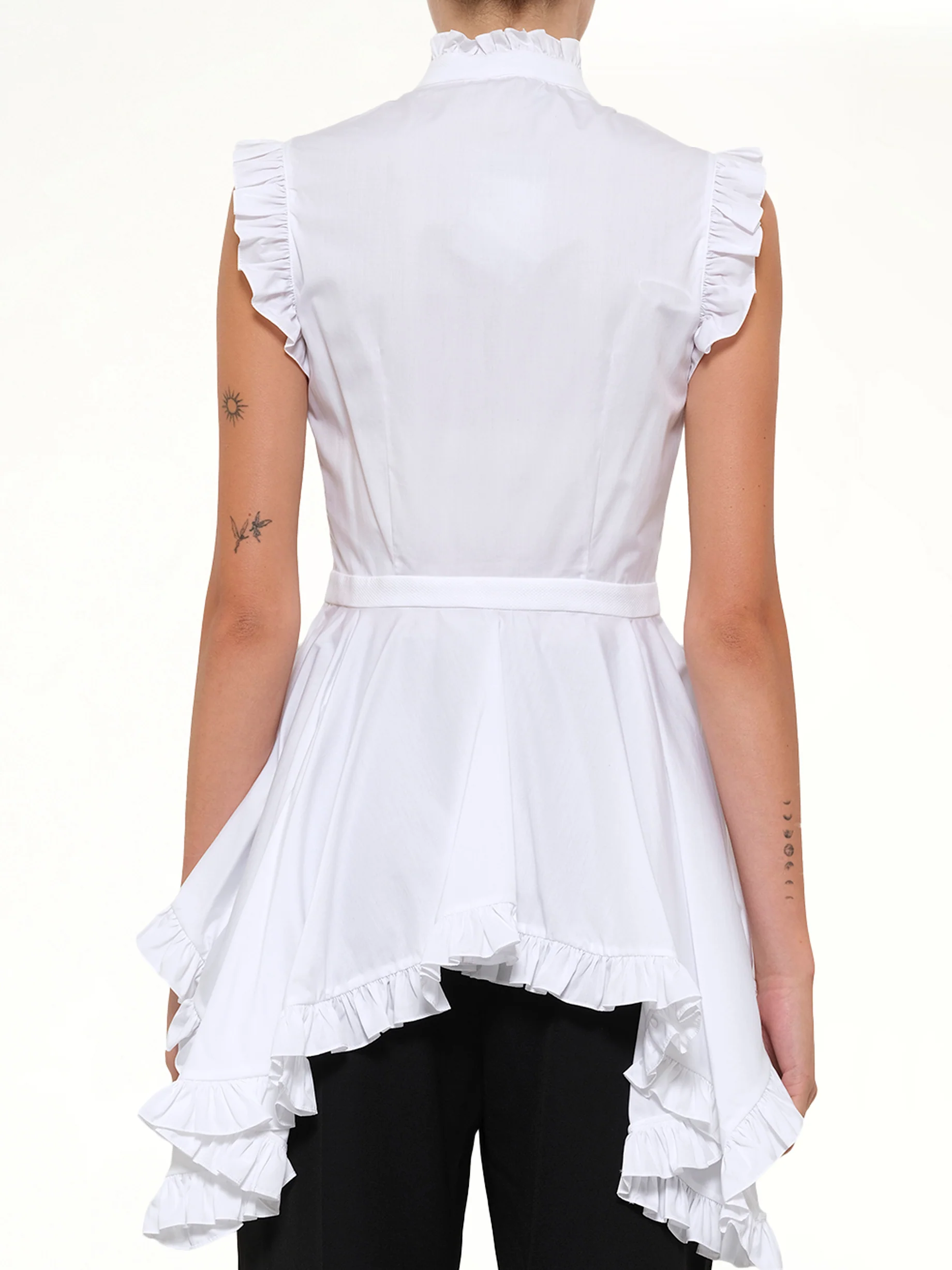 Sleeveless Peplum Shirt in White - Image 3