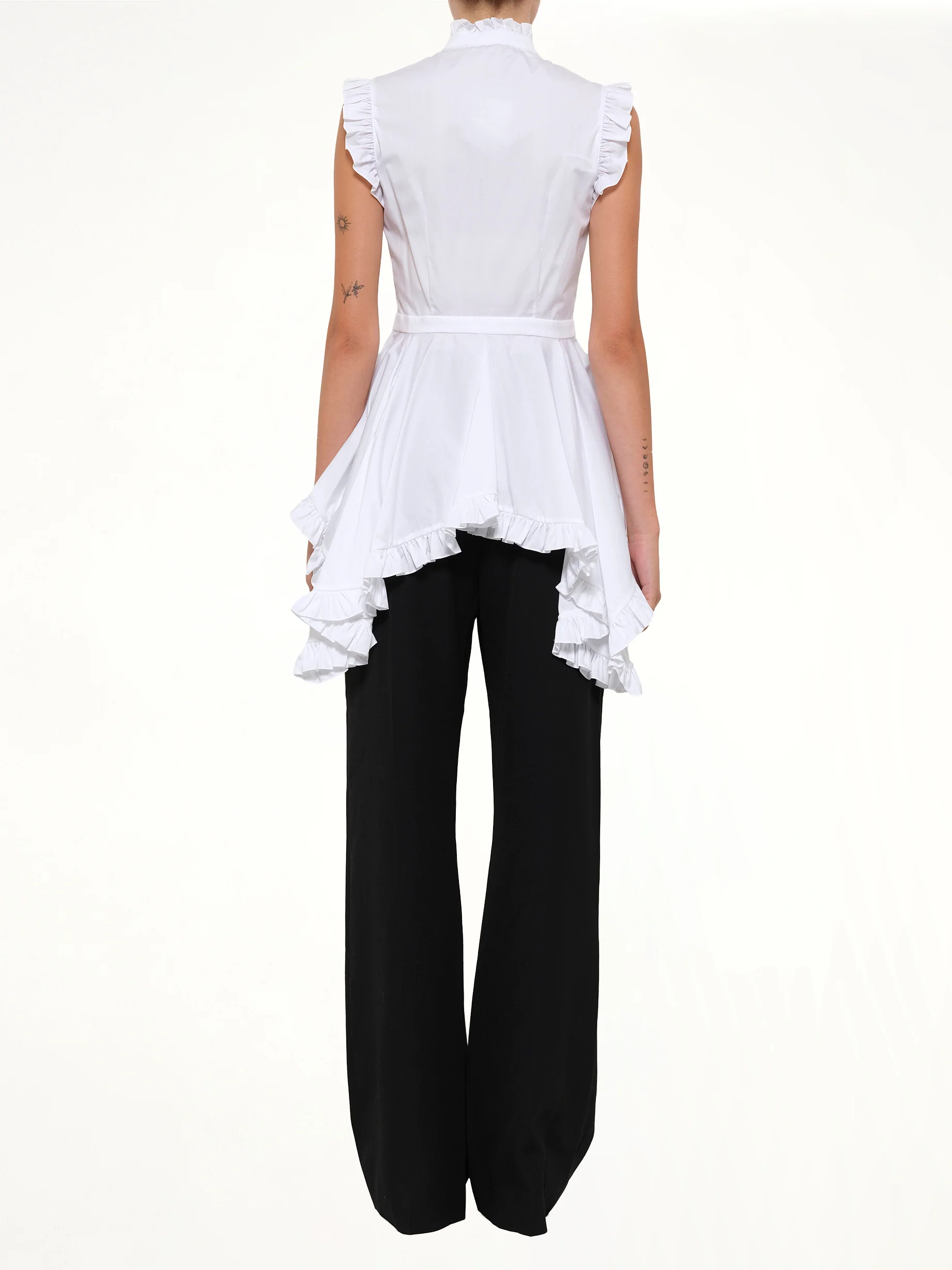 Sleeveless Peplum Shirt in White - Image 4