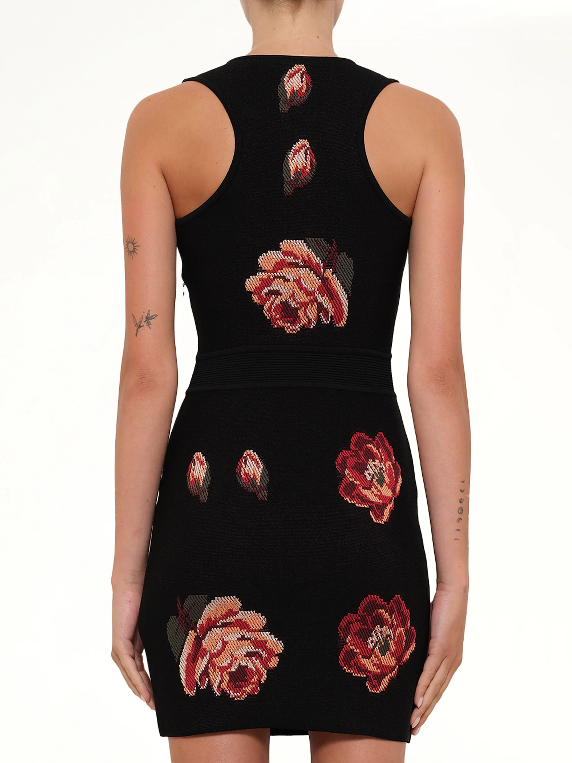 Tapesty Jacquard Mini Dress in Black/Red - Image 3