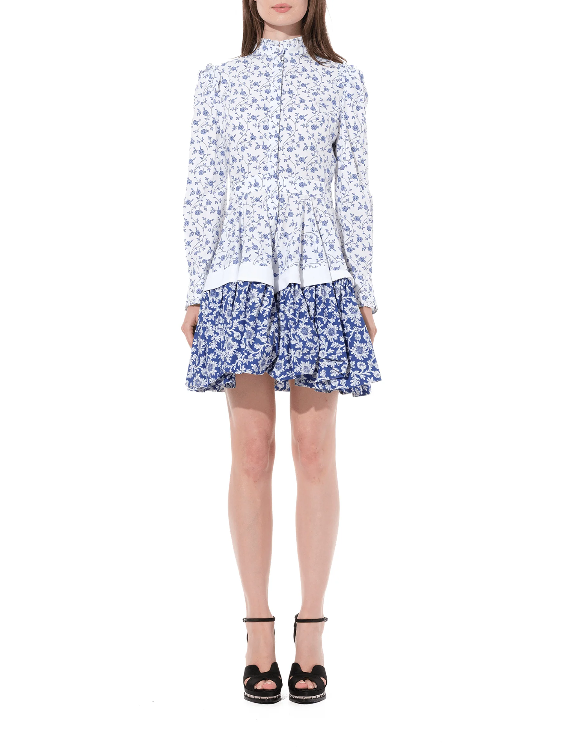 Victorian Floral Mini Dress in White - Image 4