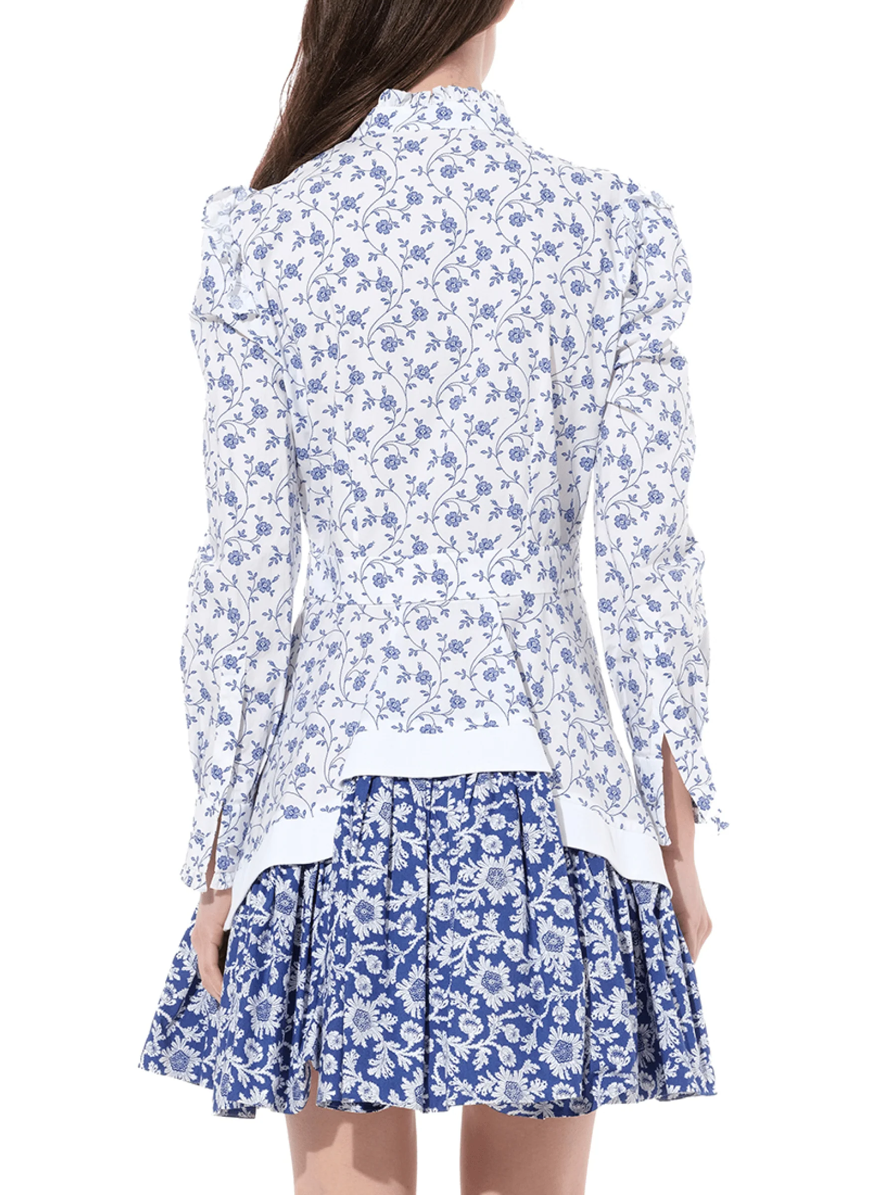 Victorian Floral Mini Dress in White - Image 6
